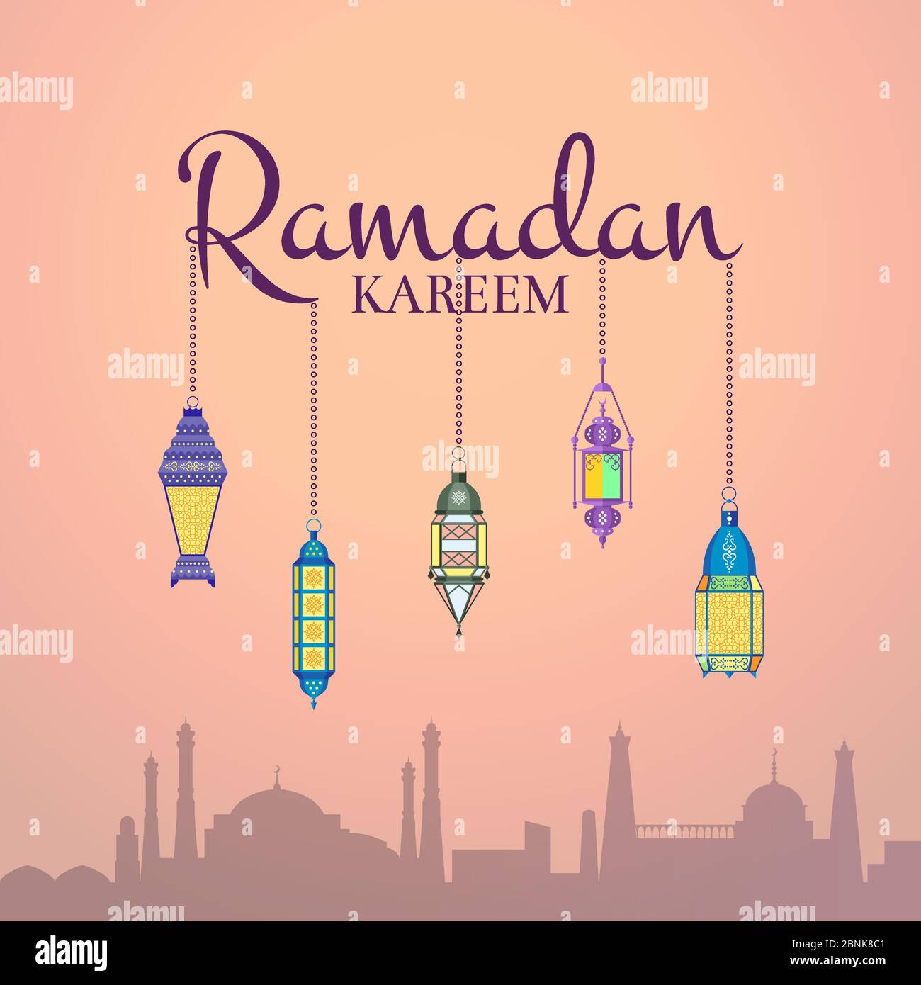 Illustration du ramadan vectoriel avec lanternes accrochées au ramadan Illustration de Vecteur
