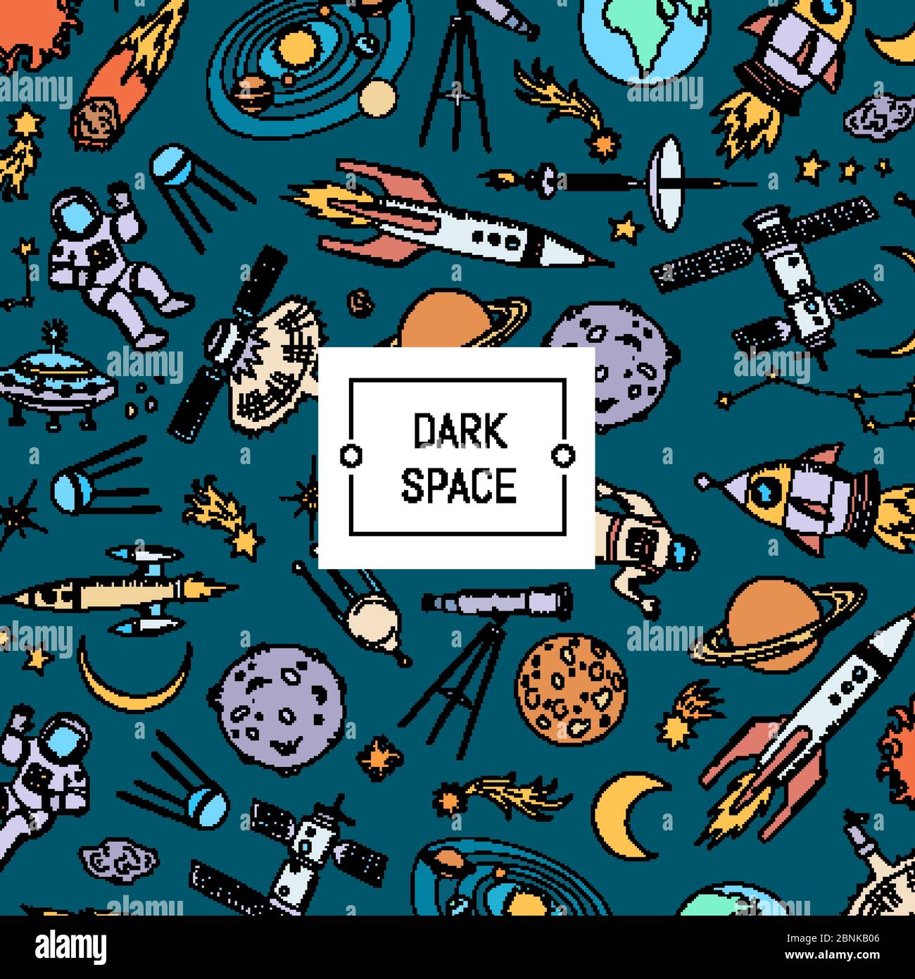 Vecteur éléments d'espace dessinés à la main arrière-plan avec place pour l'illustration de texte Illustration de Vecteur