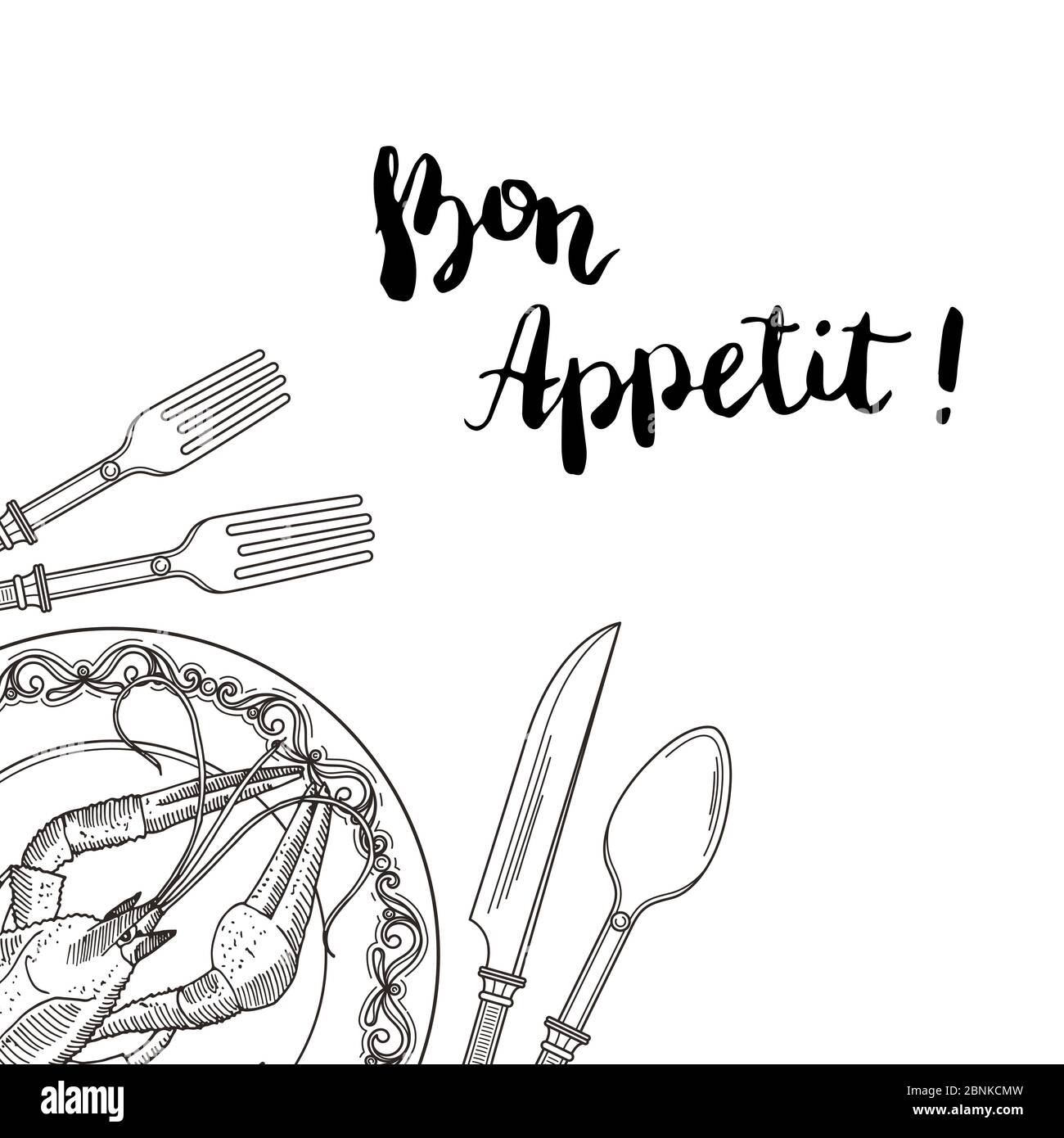 Fond vectoriel avec éléments de vaisselle dessinés à la main Illustration de Vecteur