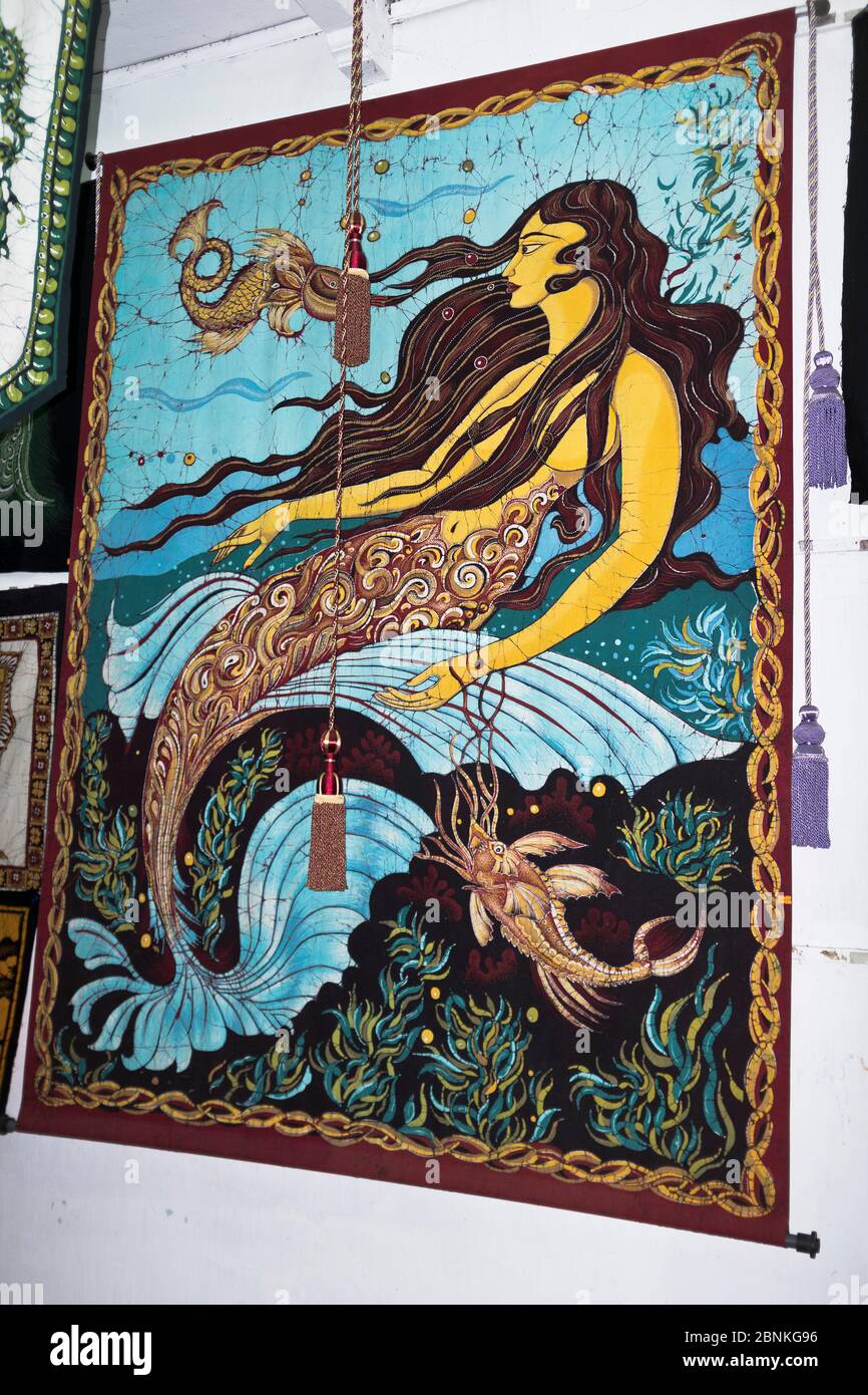 dh Batik boutique GALLE SRI LANKA batiks mur suspendu art affiche art motif toile Banque D'Images