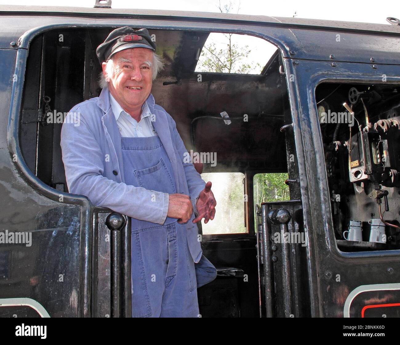Pilote de moteur à vapeur sur la plaque de pied, chemin de fer 80080, East Lancs Railway ELR, Bury, Greater Manchester, Angleterre, Royaume-Uni Banque D'Images