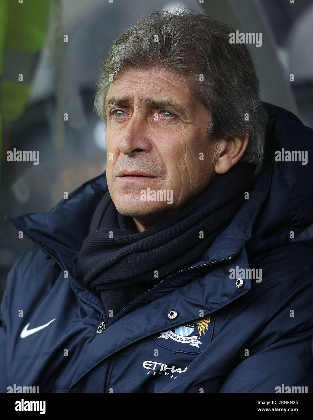KINGSTON UPON HULL, ANGLETERRE - Manuel Pellegrini, directeur de Manchester City, lors du match de la Premier League entre Hull City et Manchester City au KC Stadium, Kingston upon Hull, le samedi 15 mars 2014 (Credit: Mark Fletcher | MI News) Banque D'Images