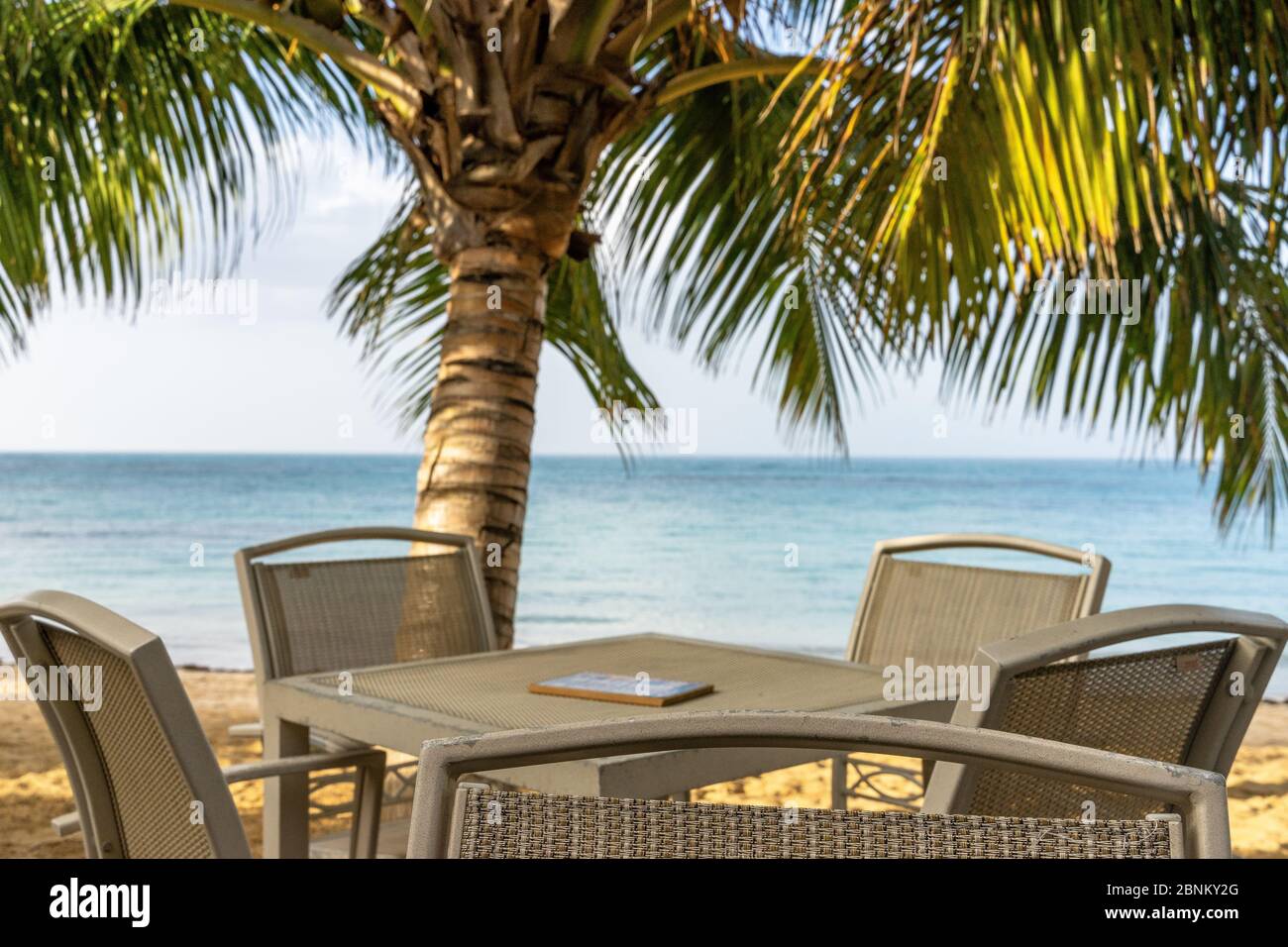 Amérique, Caraïbes, grandes Antilles, République dominicaine, Samaná, Las Terrenas, bar de plage avec vue sur la mer des Caraïbes Banque D'Images