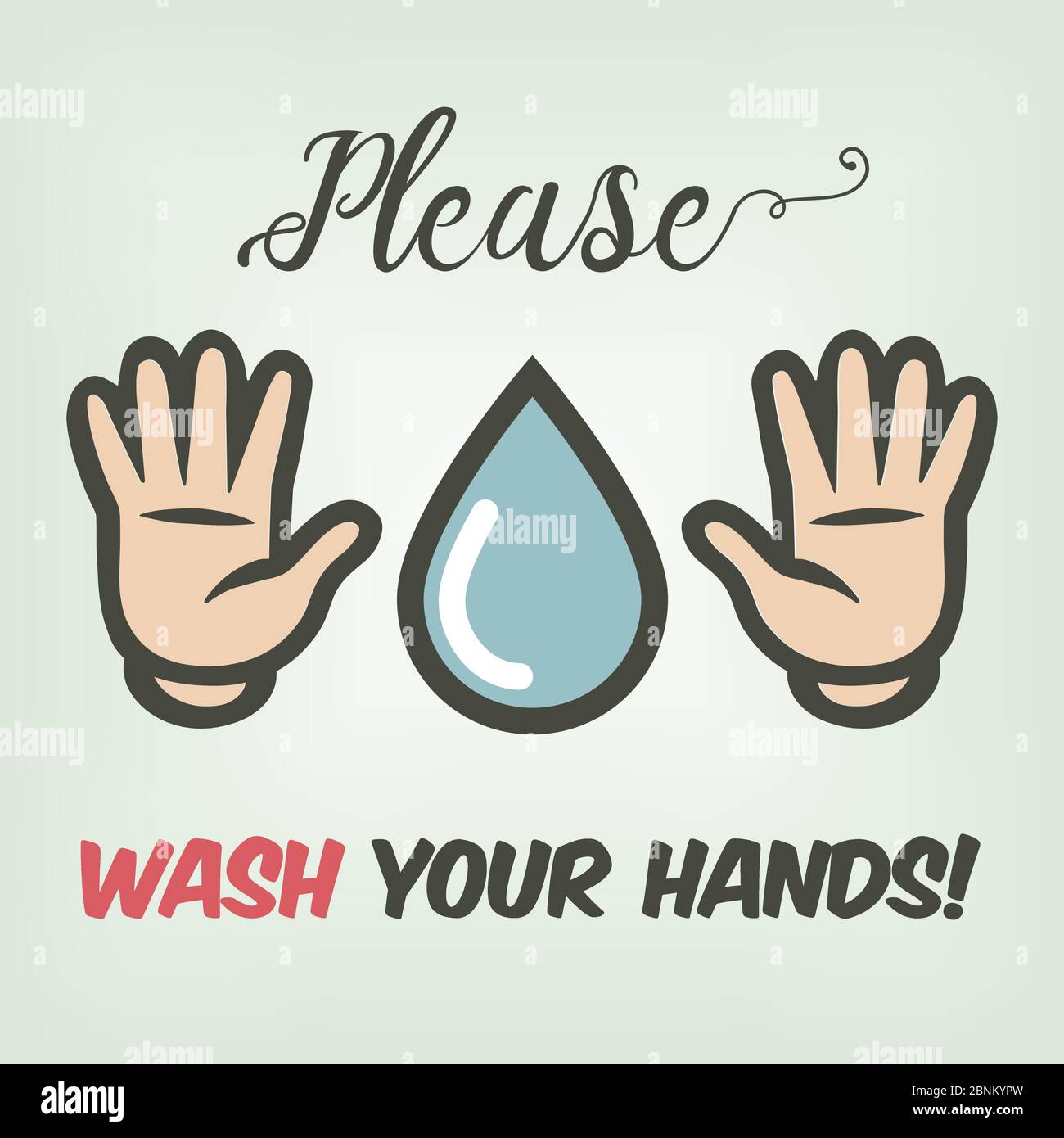 suggestion douce de se laver les mains dans le style de dessin animé Banque D'Images