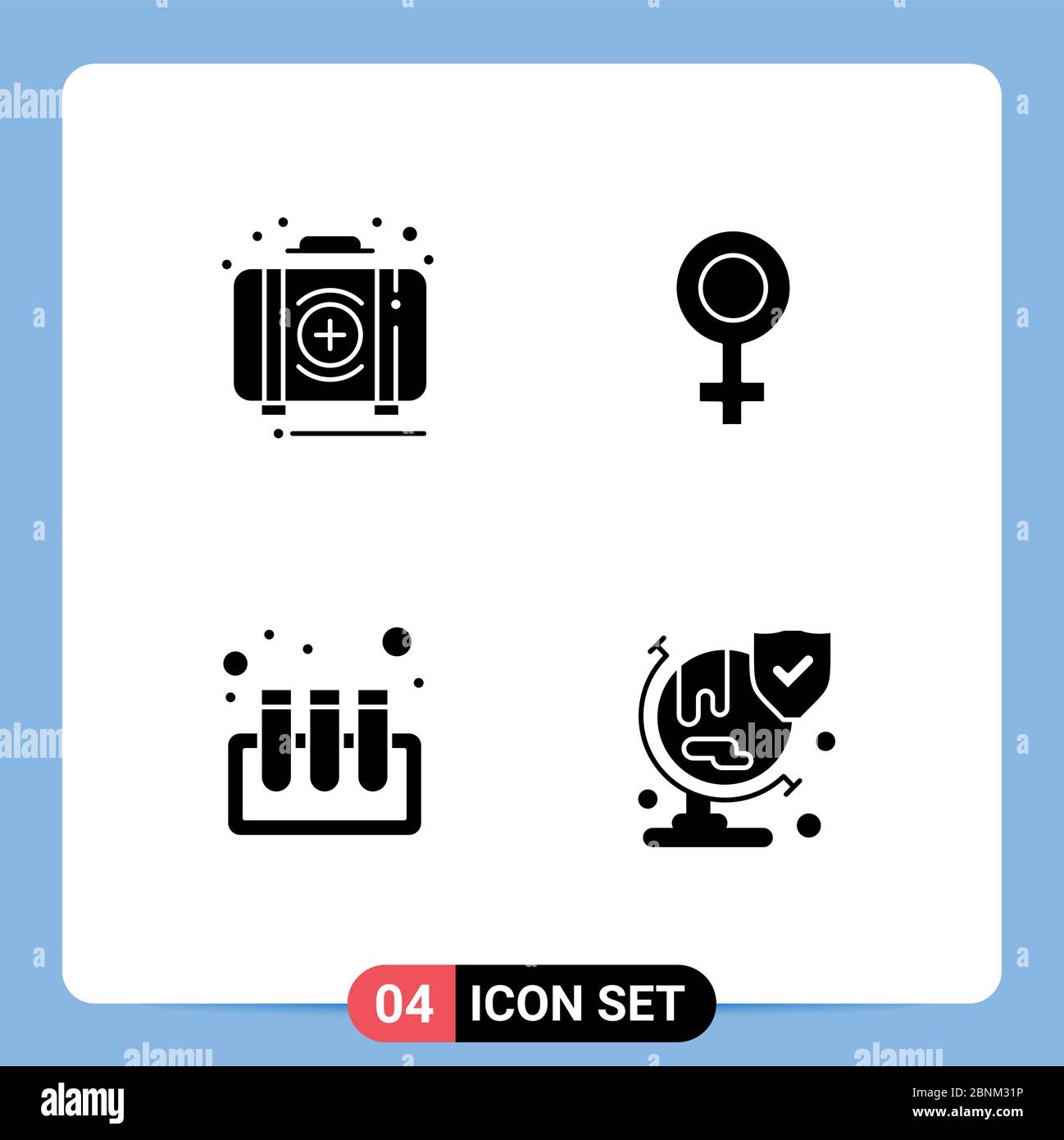 Solide Glyph Pack de 4 symboles universels d'aide, test, kit, symbole, World modifiable Vector Design Elements Illustration de Vecteur