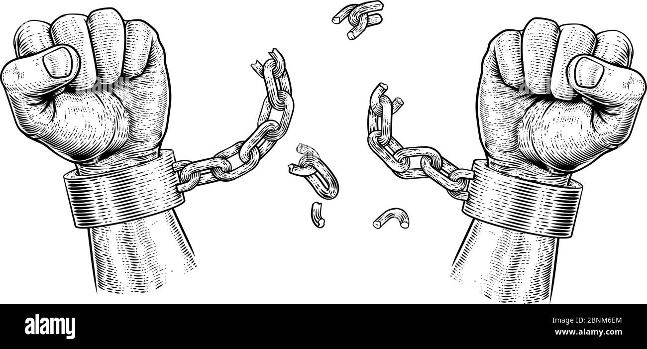 Menottes de manille à chaîne qui se brise les mains Illustration de Vecteur