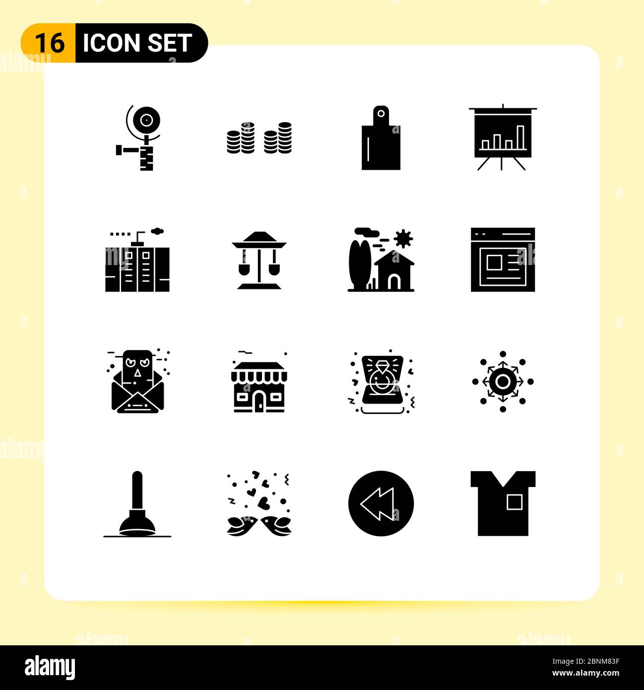 16 icônes créatives signes et symboles modernes de bien, puissance, analyse, générateur, éléments de conception vectorielle modifiables d'urgence Illustration de Vecteur