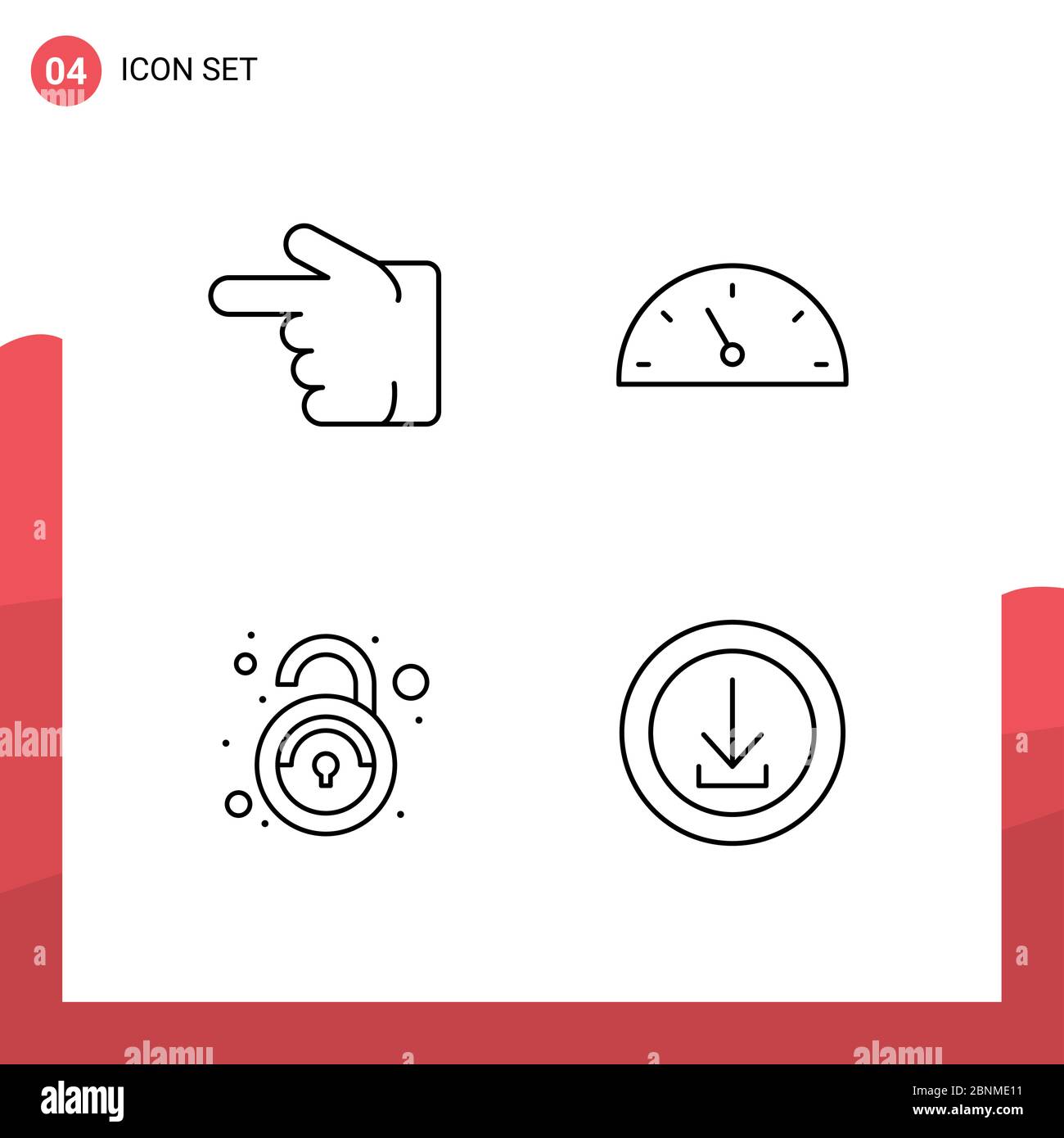 4 icônes créatives signes et symboles modernes du doigt, dangereux, gauche, vitesse, applications éléments de conception vectoriels modifiables Illustration de Vecteur