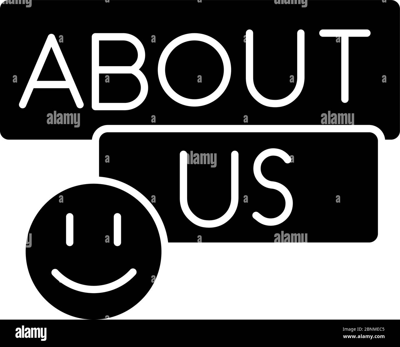 A propos de nous icône de glyphe noir. Informations sur l'entreprise pour les clients. Service d'assistance clientèle. Forum d'aide. Naviguez sur les réseaux sociaux d'entreprise. Symbole de silhouette sur un espace blanc. Illustration vectorielle isolée Illustration de Vecteur