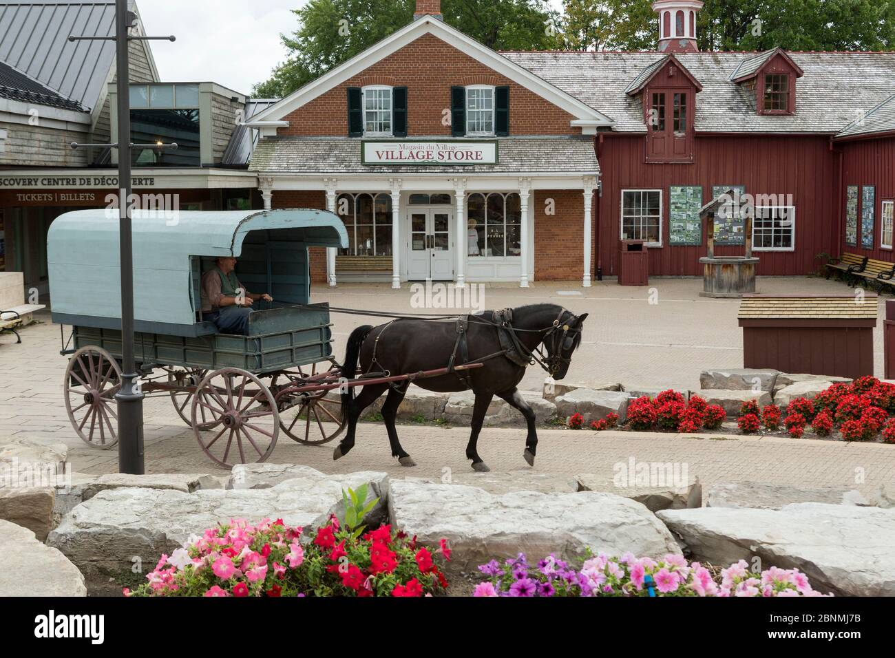 Chariot de transport de chevaux Candian à travers le Upper Canada Village Museum, Ontario, Canada, septembre 2016. Banque D'Images