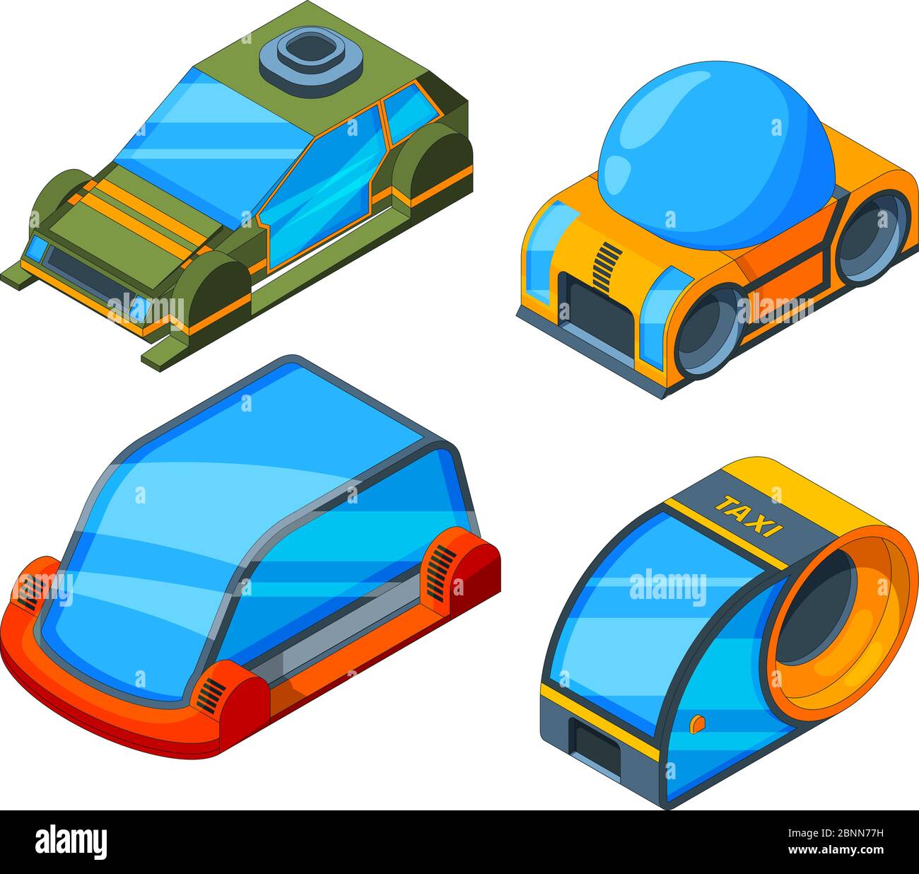 Transport futuriste. Illustrations isométriques d'automobiles futuristes Illustration de Vecteur