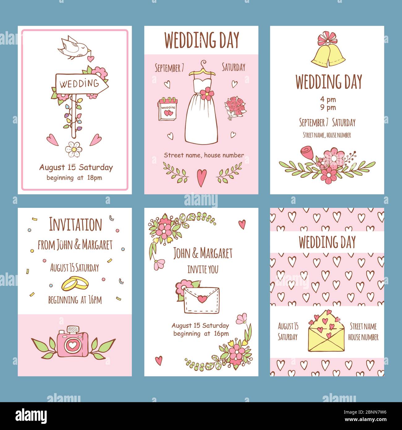 Invitations à un mariage. Cartes diverses pour invitation à un mariage Illustration de Vecteur