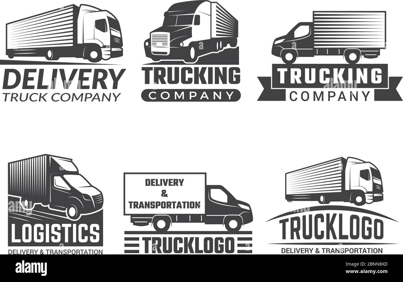 Logo transport. Silhouette de camion divers emblèmes de thème logistique. Logo d'entreprise Vector isolé Illustration de Vecteur