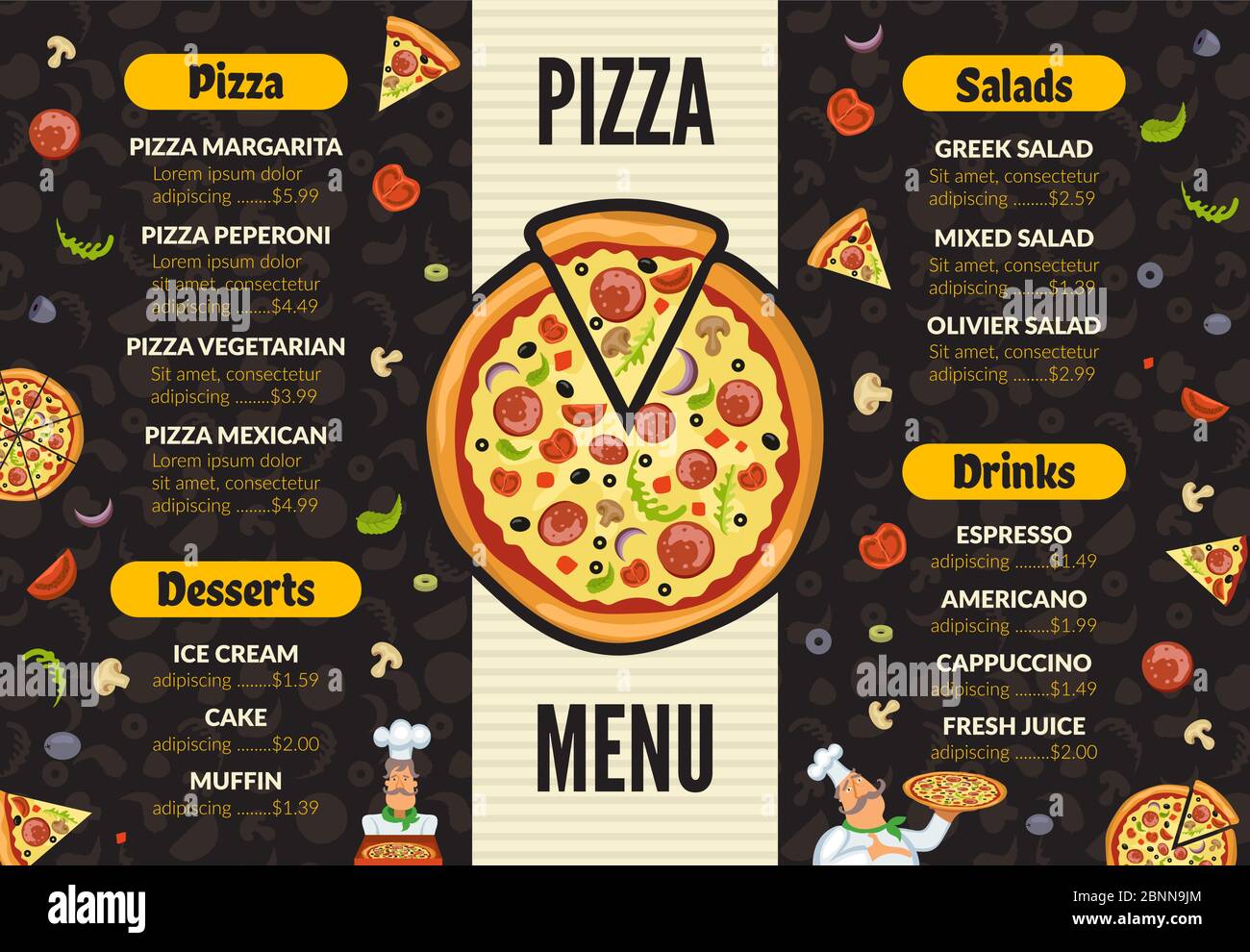 Mod le de menu pizzeria cuisine italienne cuisine nourriture