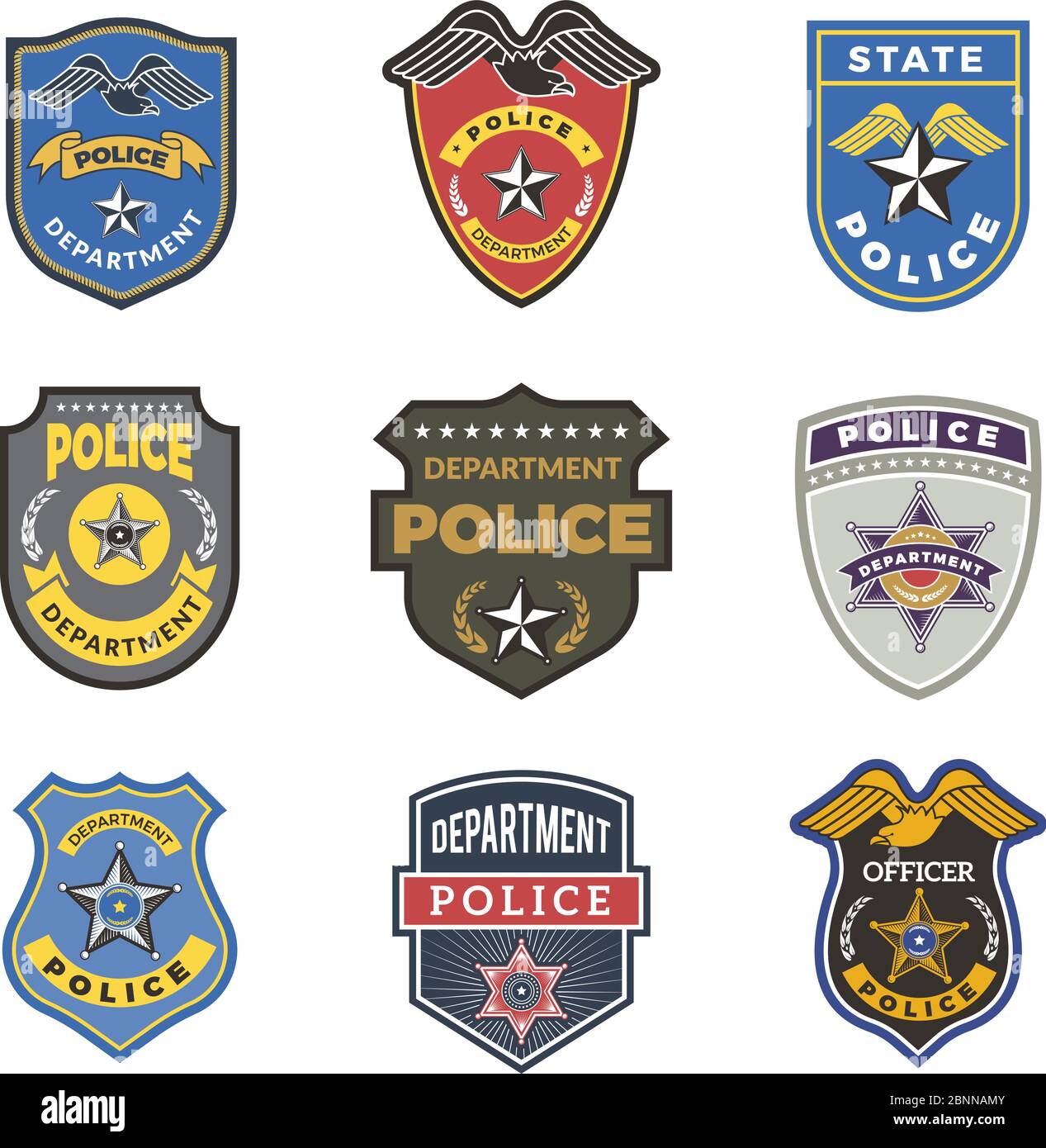 Badges de police. Signes et symboles de sécurité Agent du ministère gouvernemental police police Logotypes de vecteur Illustration de Vecteur