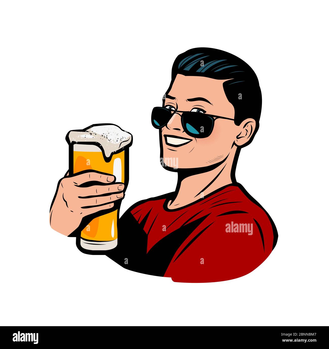 Homme avec une tasse à bière. Vecteur art pop rétro Illustration de Vecteur