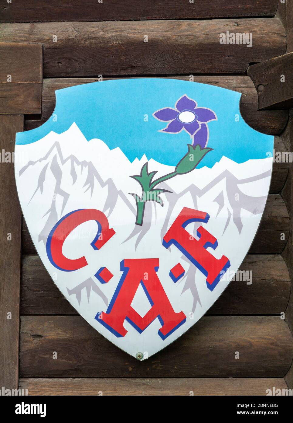 France, Chamonix, fin mai, Club APIN Francais (club alpin français), badge Banque D'Images
