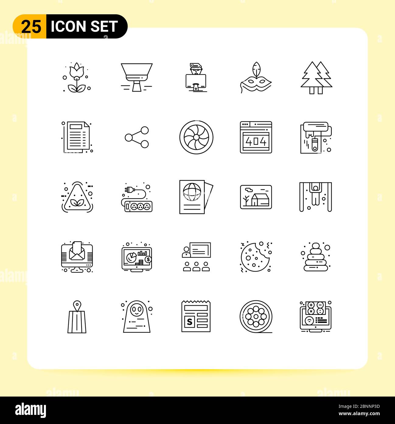25 icônes créatives signes et symboles modernes de l'éco, mardigras, hacker, vénitien, masque modifiable Vector Design éléments Illustration de Vecteur