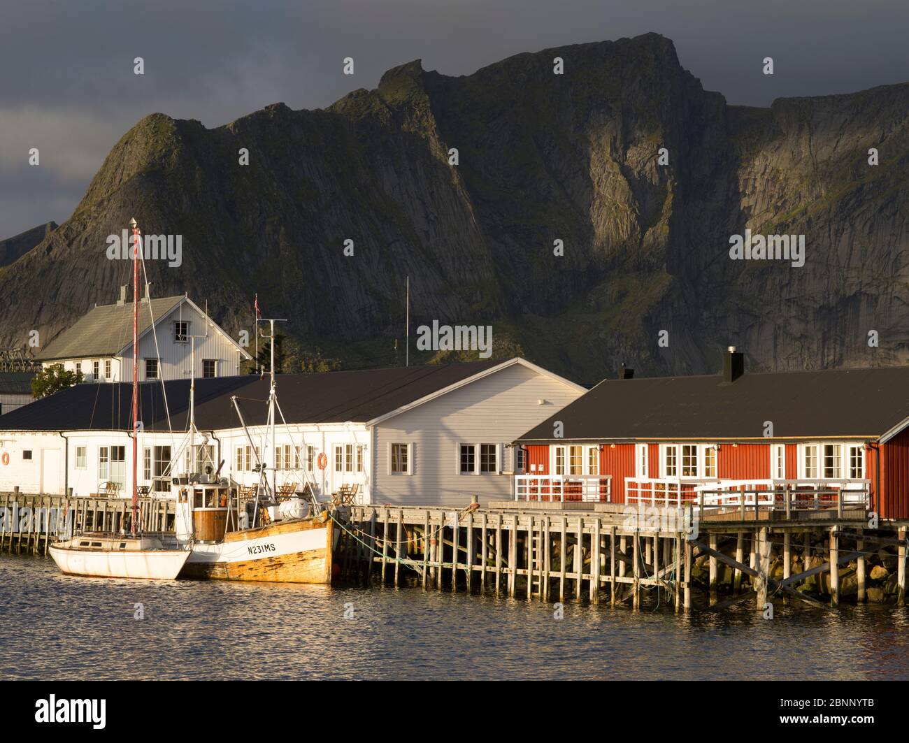 Port de Hamnoy, Lofoten, Norvège Banque D'Images