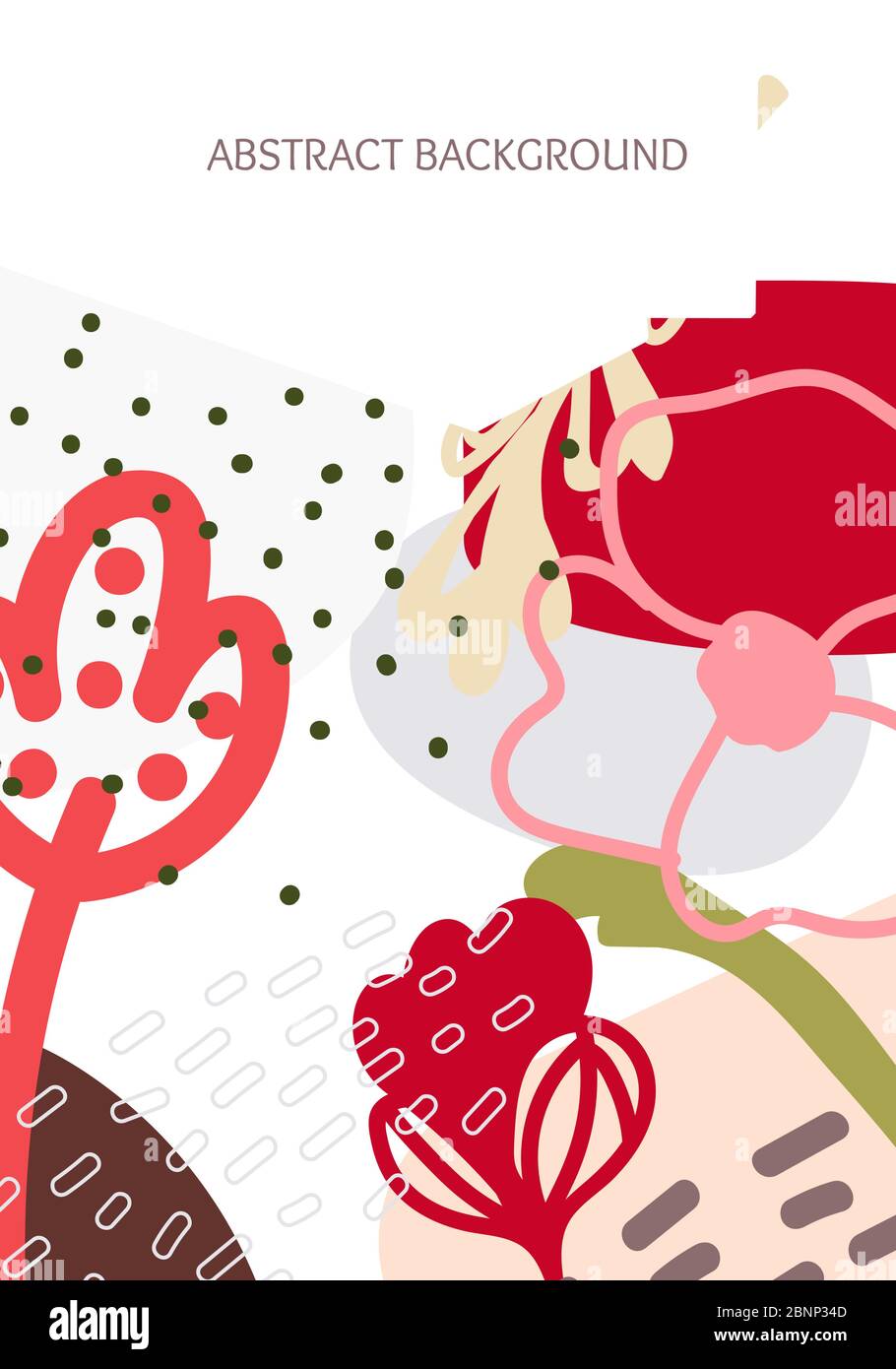 Arrière-plan floral abstrait de formes dessinées à la main. Vue rapprochée verticale du fond et espace pour le texte. Doodle objets des éléments organiques. Idéal pour la bannière, la brochure, la carte d'invitation à l'événement. Illustration vectorielle Illustration de Vecteur