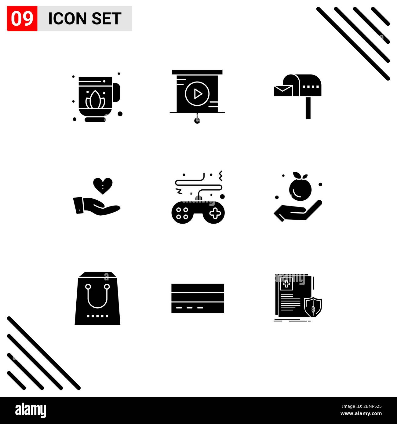 9 icônes créatives signes et symboles modernes de console, jeu, boîte aux lettres, amour, donnant modifiable Vector Design Elements Illustration de Vecteur