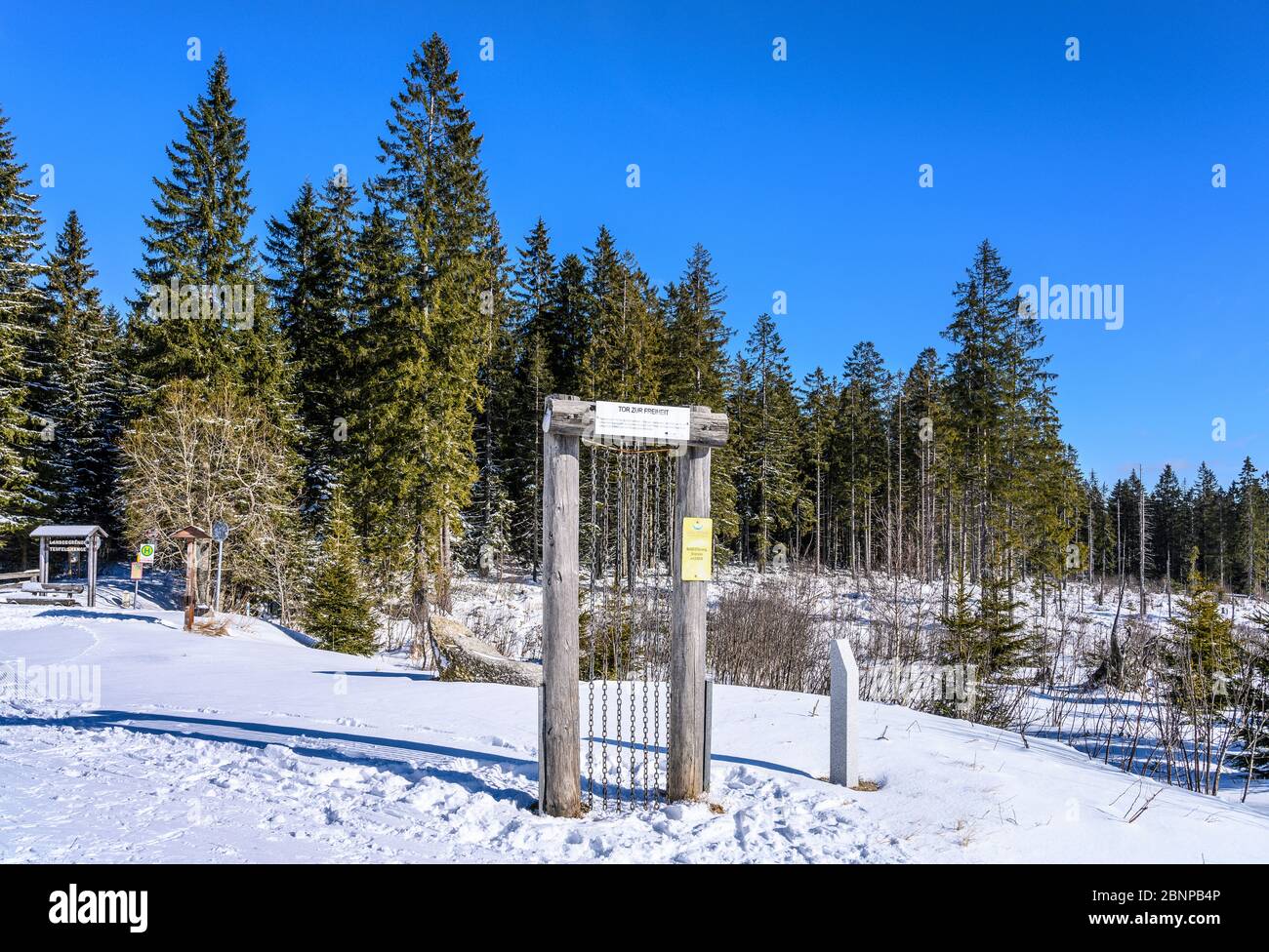 Allemagne, Bavière, Basse-Bavière, Bavarois forêt, Mauth, quartier de Finsterau, poste frontière de Buchwald, 'Rideau de fer' Banque D'Images