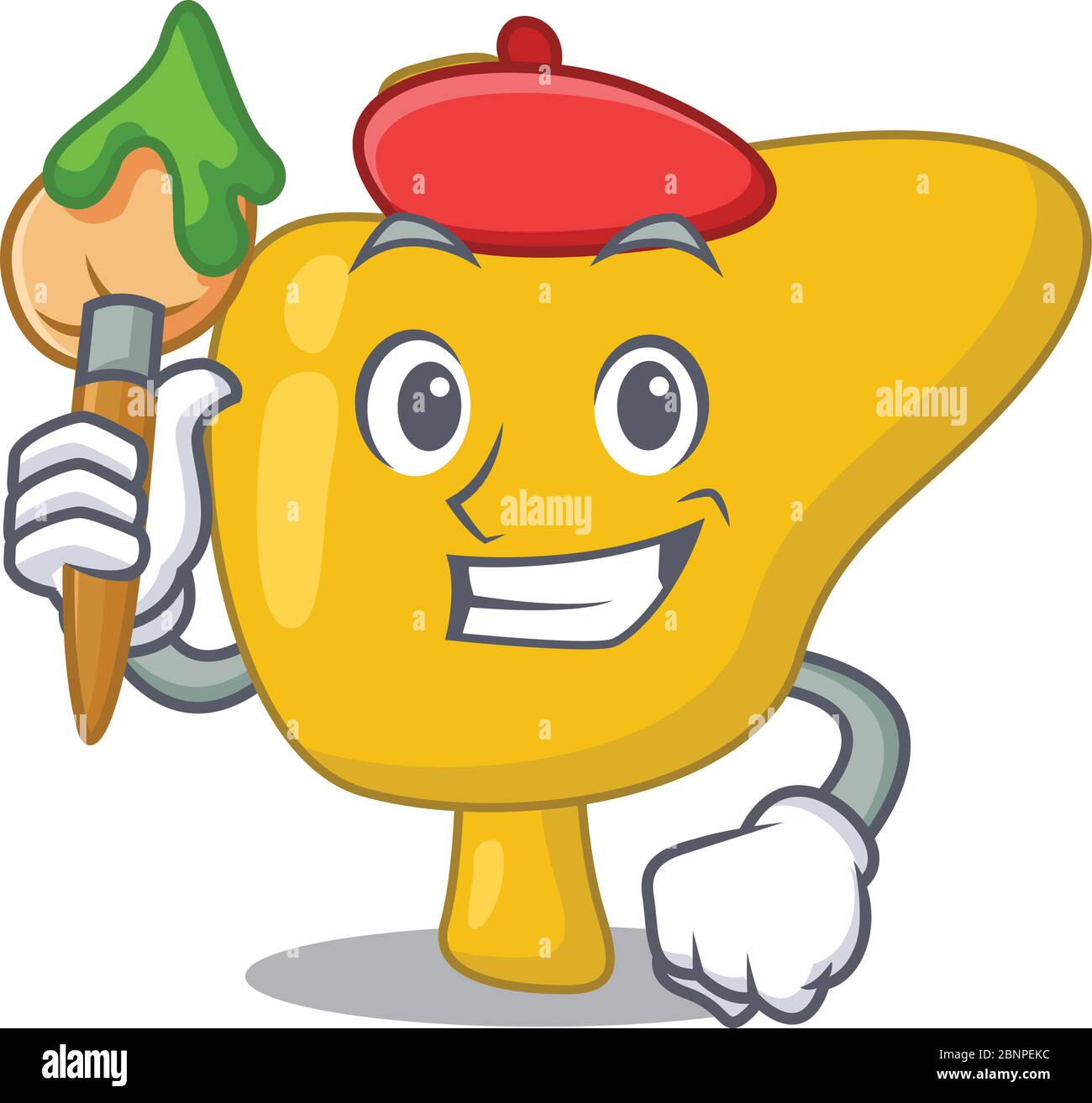 Une mascotte artistique artiste du foie peinture à l'aide d'une brosse Illustration de Vecteur