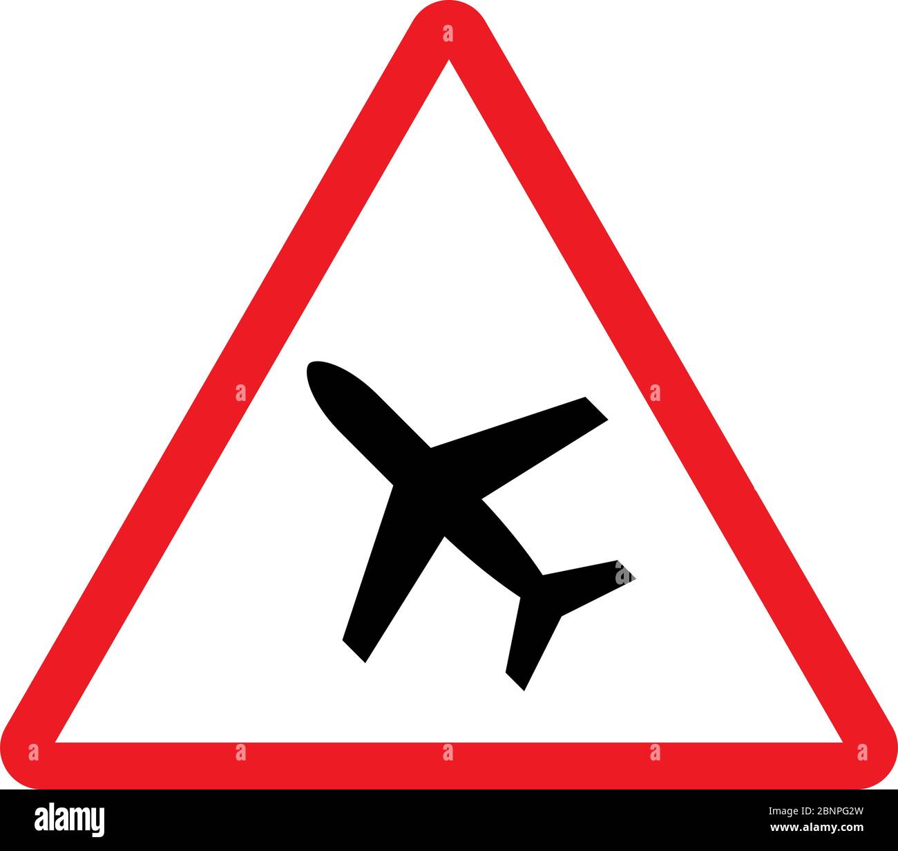 Panneau d'avertissement de l'aéroport ou avion à vol lent, fond triangulaire rouge. Symbole de mise en garde. Illustration de Vecteur