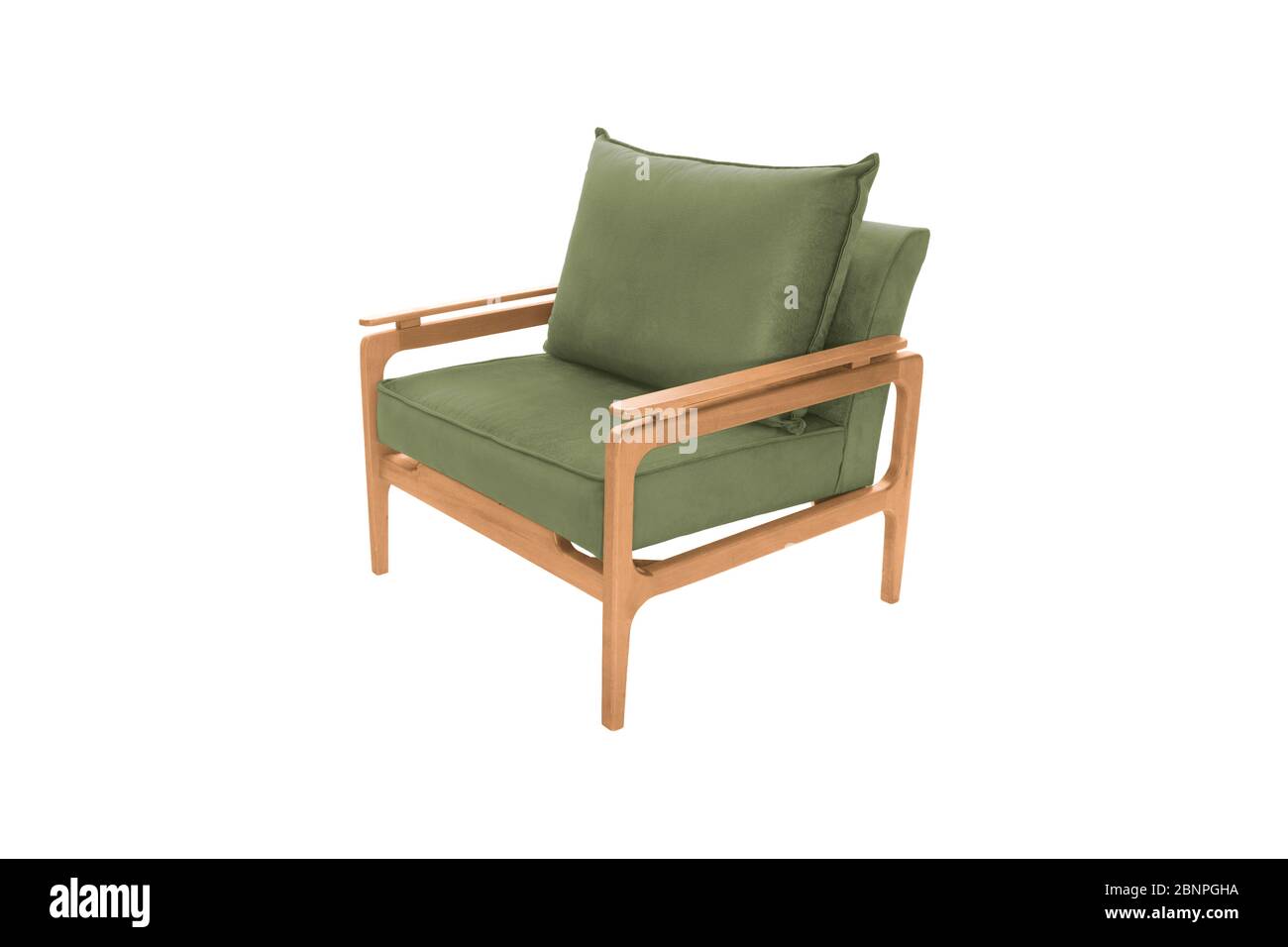Fauteuil vert. Chaise moderne design sur fond blanc. Chaise texturée. Banque D'Images