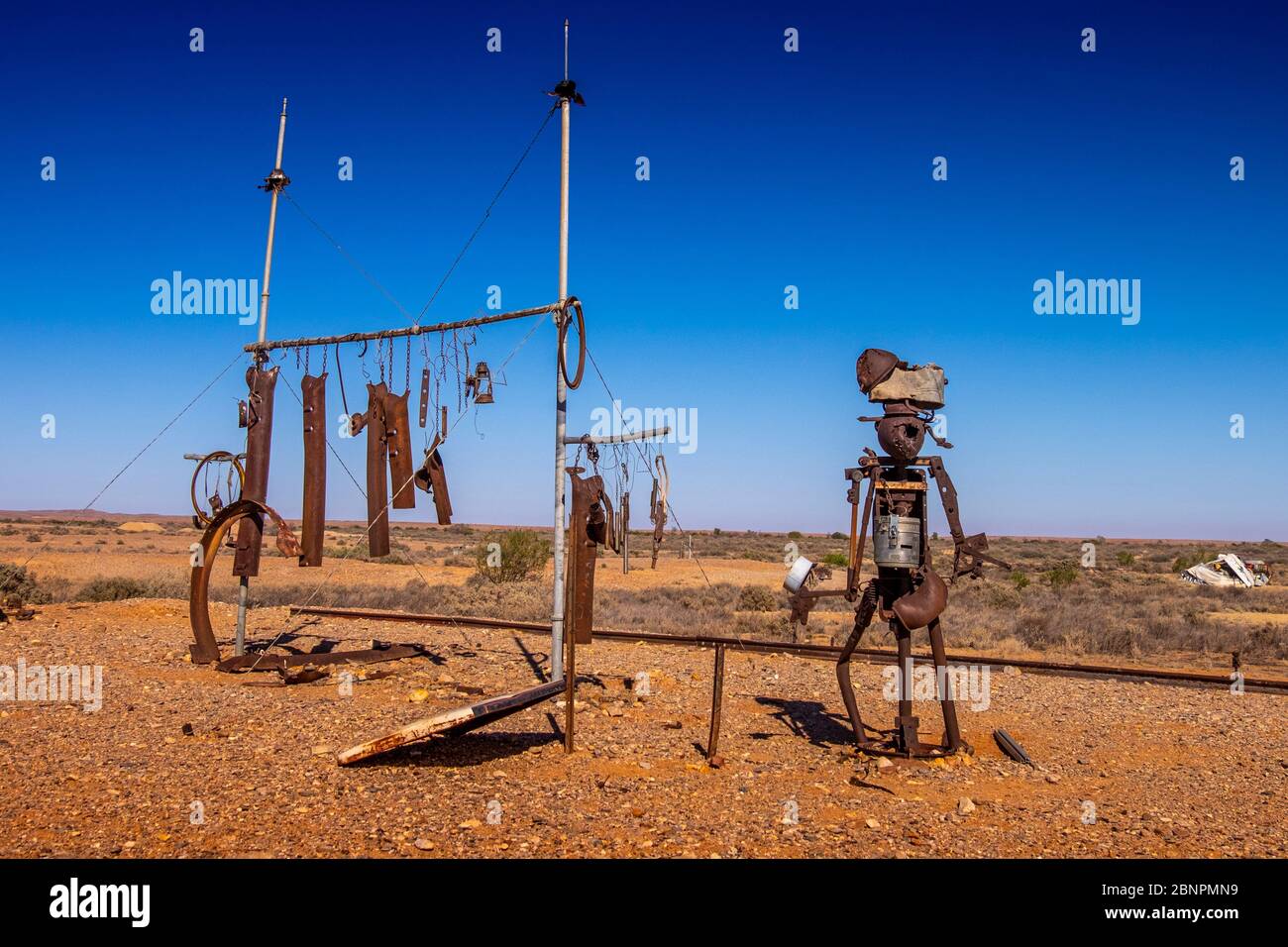 Mutonia Sculpture Park, Alberrie Creek, Oodnadatta Track, sculptures et installations artistiques de Robin 'Mutod' Cooke. Banque D'Images