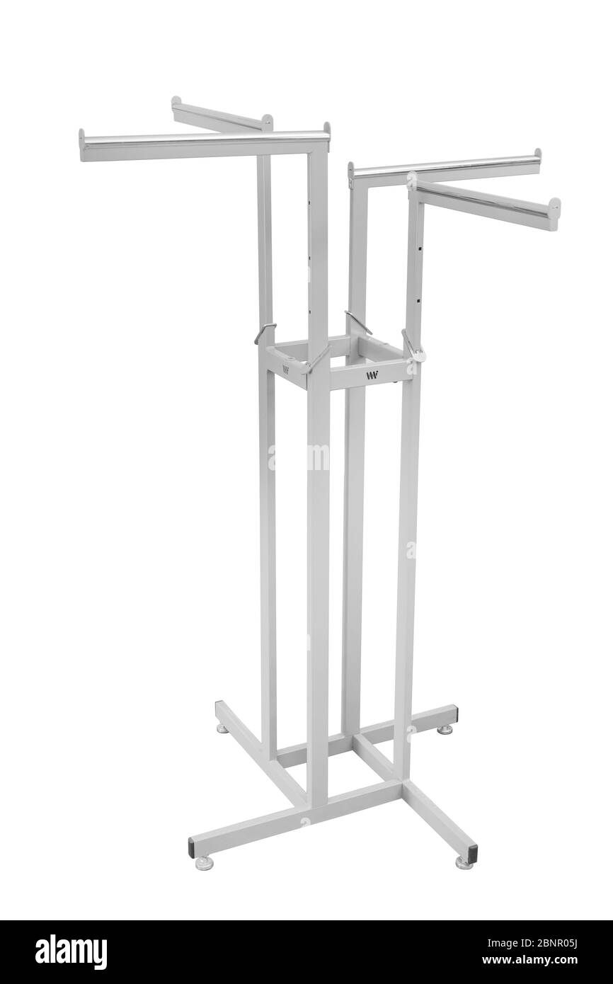 Publicité POS POI Display étagères pour supermarché Floor Showcase sur fond blanc. Banque D'Images