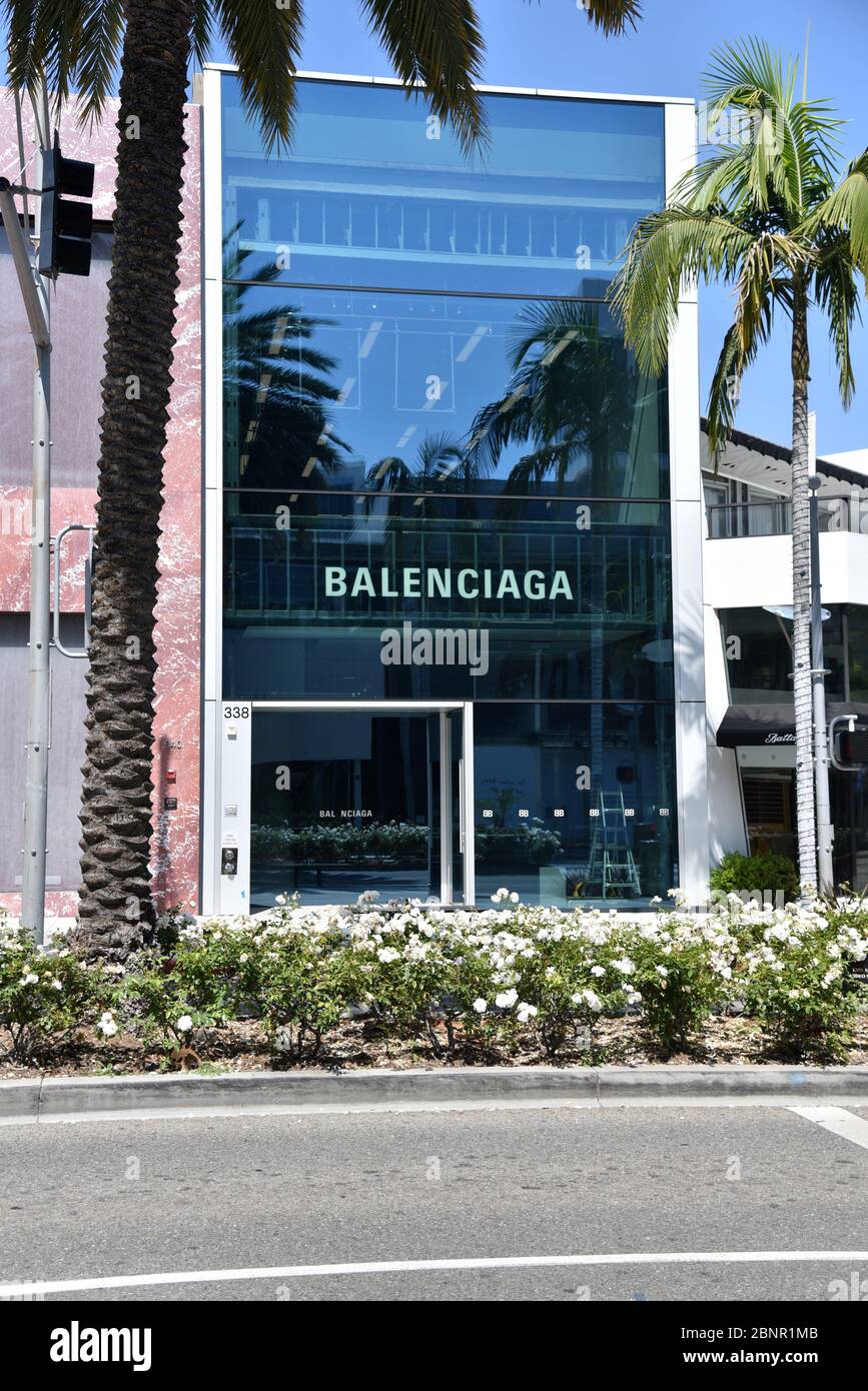Beverly Hills, CA/USA - 8 mai 2020 : le magasin Balenciaga sur Rodeo Drive est fermé pendant la quarantaine de la COVID-19 Banque D'Images
