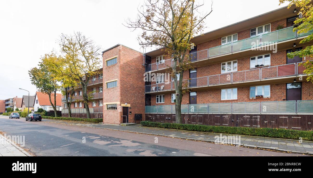 Allemagne, Saxe-Anhalt, Dessau-Törten, Bauhaus, maisons d'arcade, immeubles d'appartements, patrimoine mondial de l'UNESCO Banque D'Images