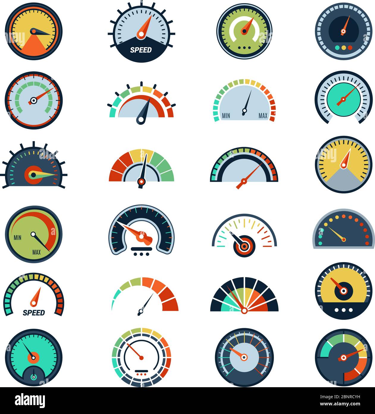 Symboles de compteur de vitesse. Graphique de score d'indication de niveau de carburant jeu d'images vectorielles de jauge Illustration de Vecteur