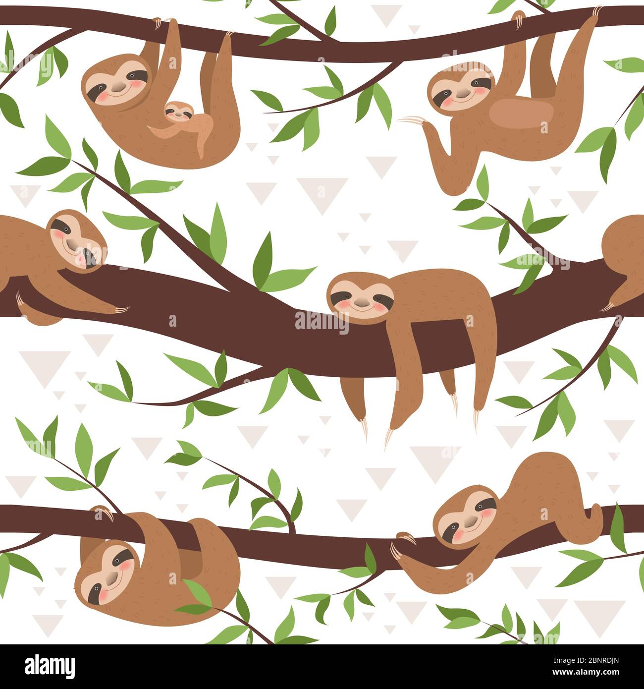 Sans coutures. Mignon petit bébé sommeil animal modèle famille suspendre vecteur concept Illustration de Vecteur