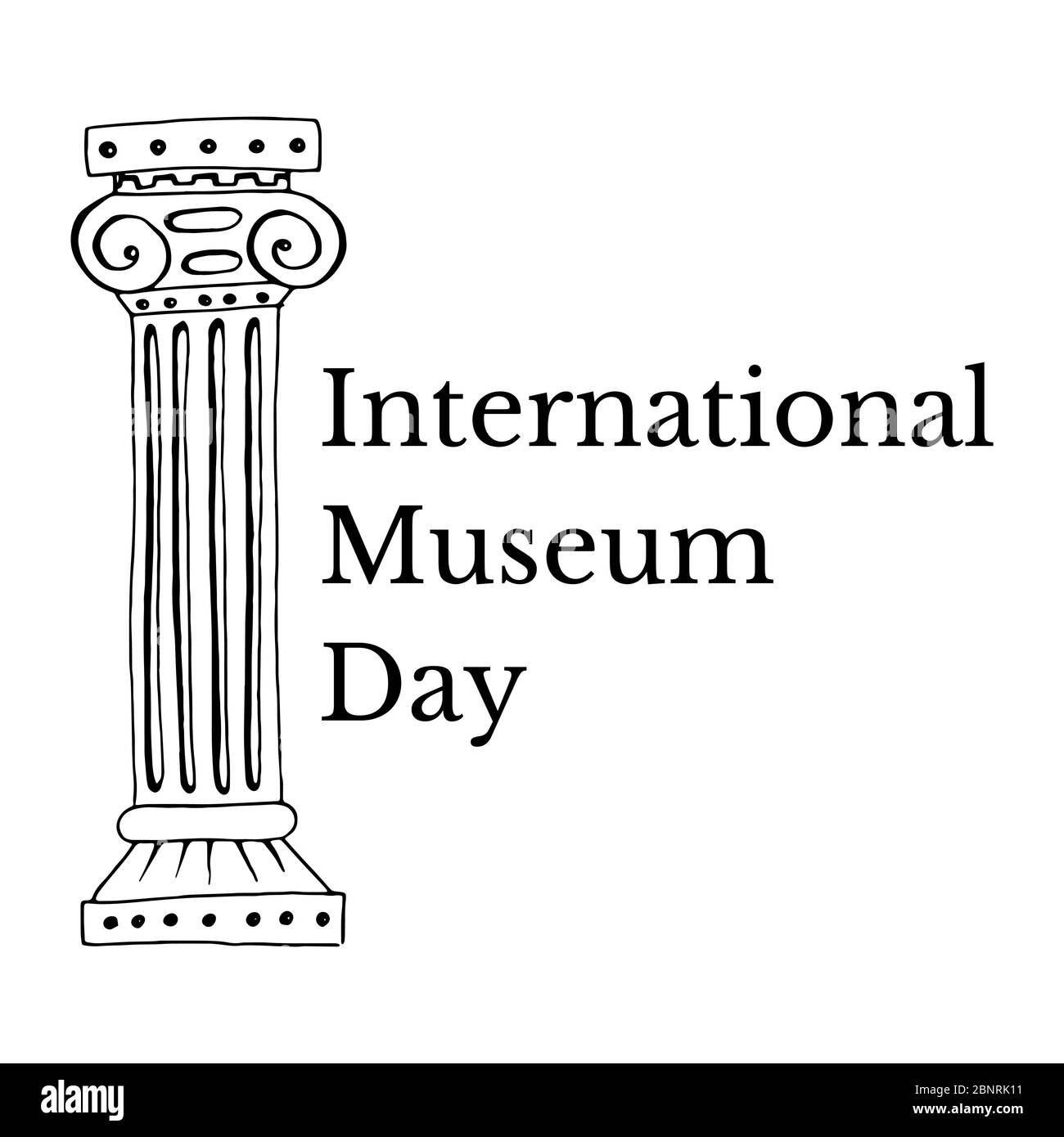 Journée internationale des musées. Colonne romaine. Isolé sur blanc Illustration de Vecteur