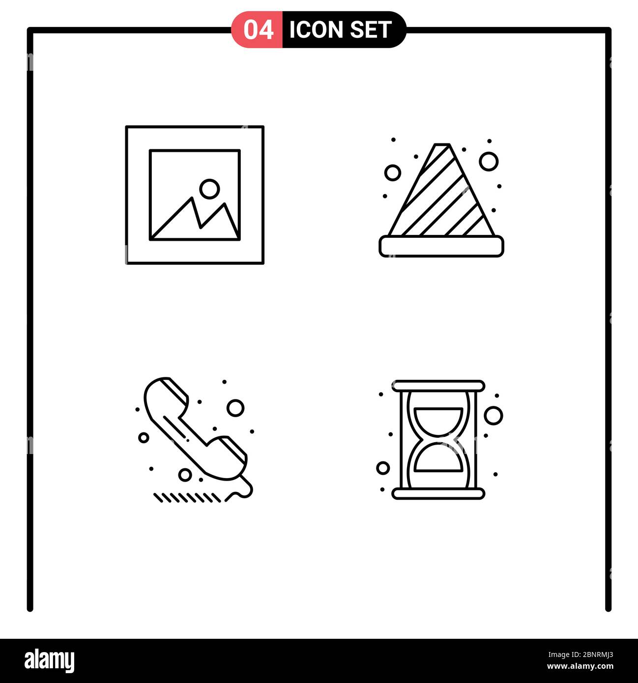 4 signes de ligne universelle symboles d'image, public, cône, cône de trafic, téléphone modifiable éléments de conception vectorielle Illustration de Vecteur