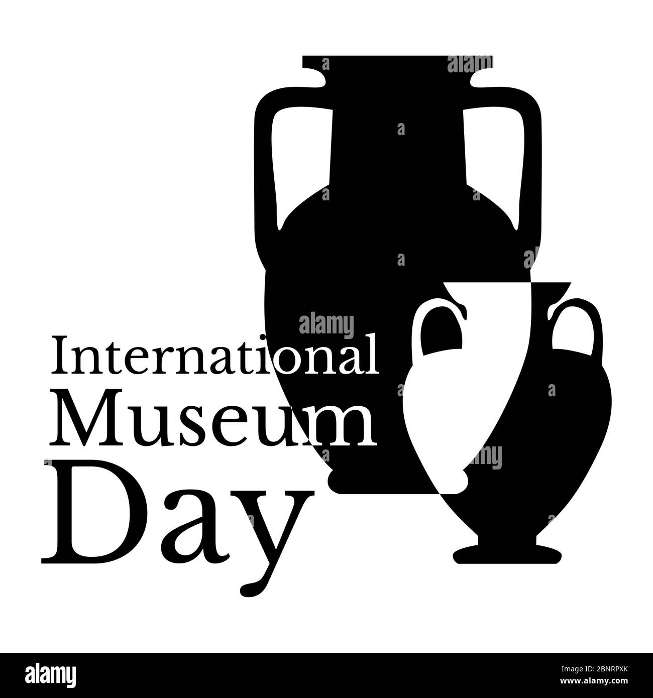 Journée internationale des musées. Nom de vacances et deux vases grecs Illustration de Vecteur