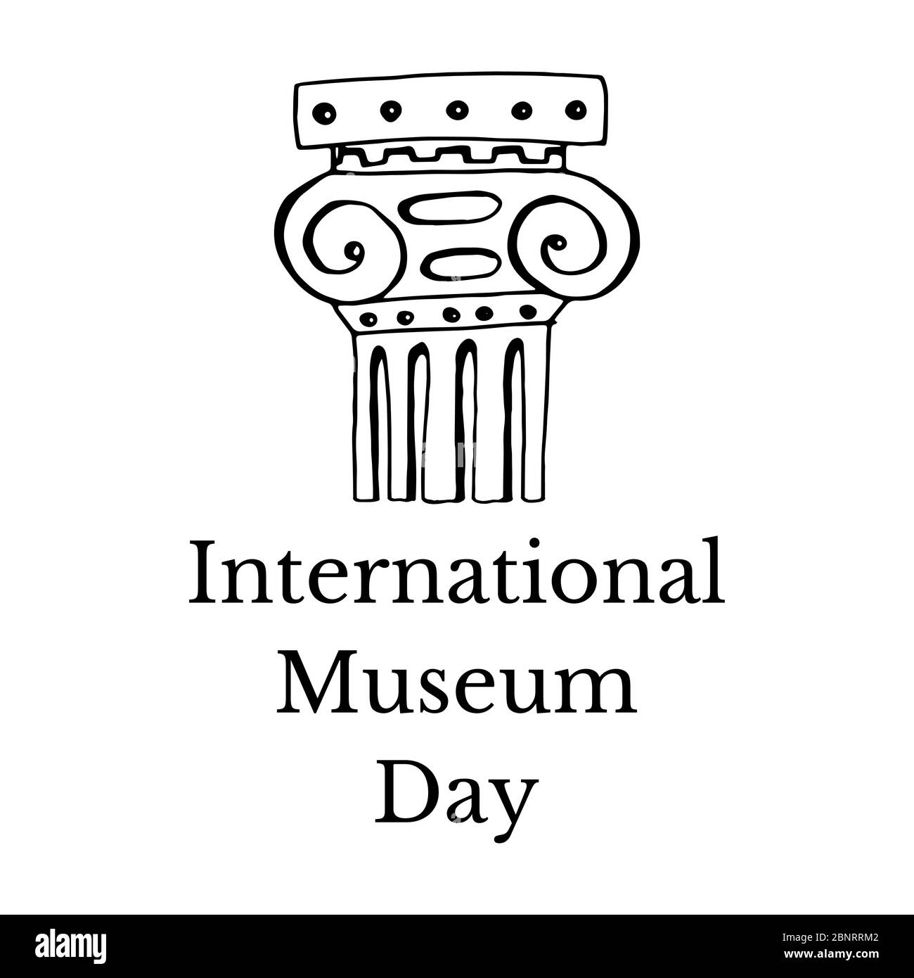 Journée internationale des musées. Colonne romaine.isolé sur blanc Illustration de Vecteur