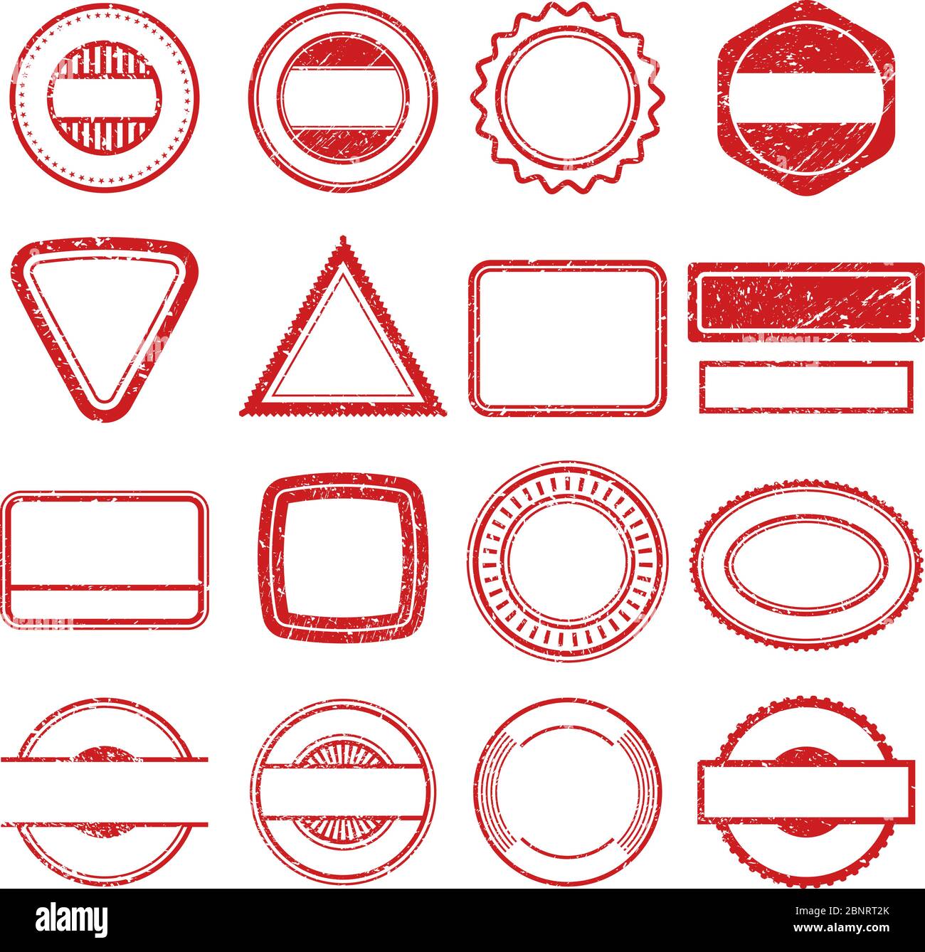Cadres en caoutchouc. Grunge grattage post tampon insignia calibres vecteur de tampon isolés Illustration de Vecteur