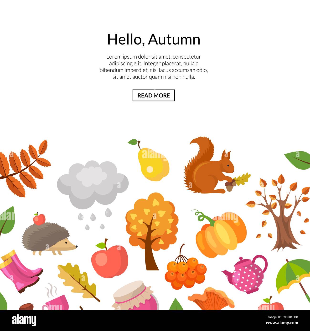 Vecteur de dessin animé d'automne éléments et laisse l'arrière-plan avec place pour l'illustration de texte Illustration de Vecteur
