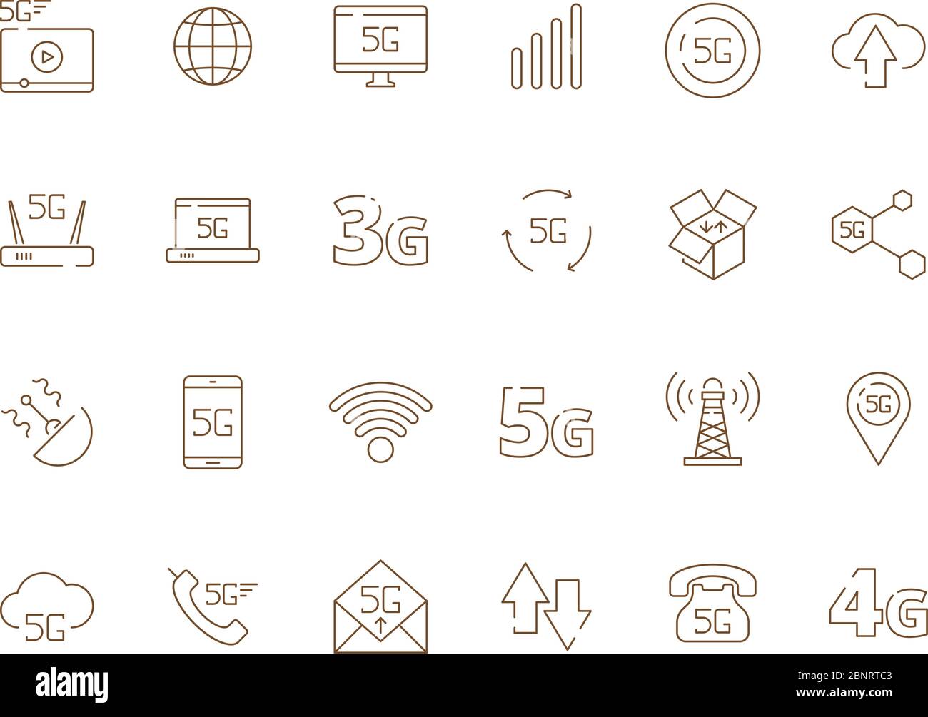 icônes 5g. Internet sécurité mobile sans fil 4g signal télécommunications nouvelle technologie Wi-fi gratuit symboles vectoriels Illustration de Vecteur