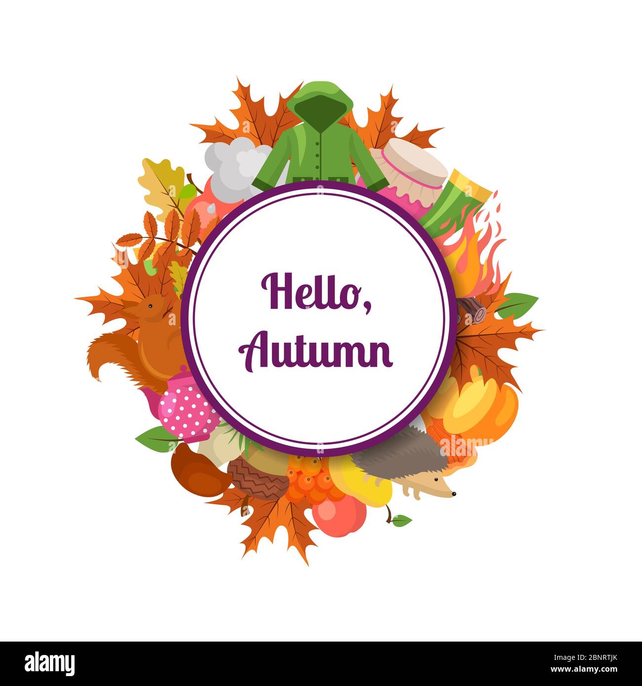 Éléments et feuilles d'automne vectoriels avec emplacement pour l'illustration de texte Illustration de Vecteur