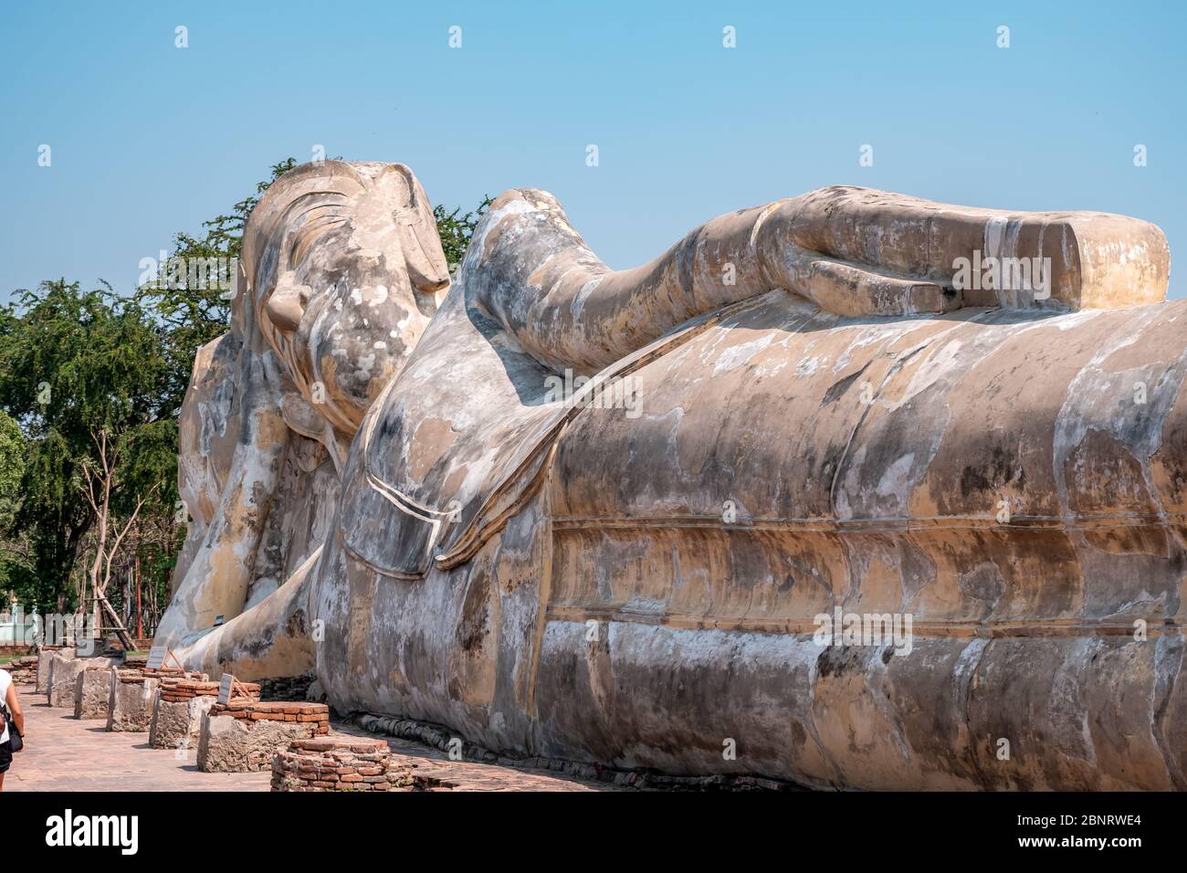 Nom de ce lieu Temple Wat Lokayasutharam, le temple connu sous le nom de Temple couché de Bouddha blanc dans la province d'Ayutthaya Banque D'Images