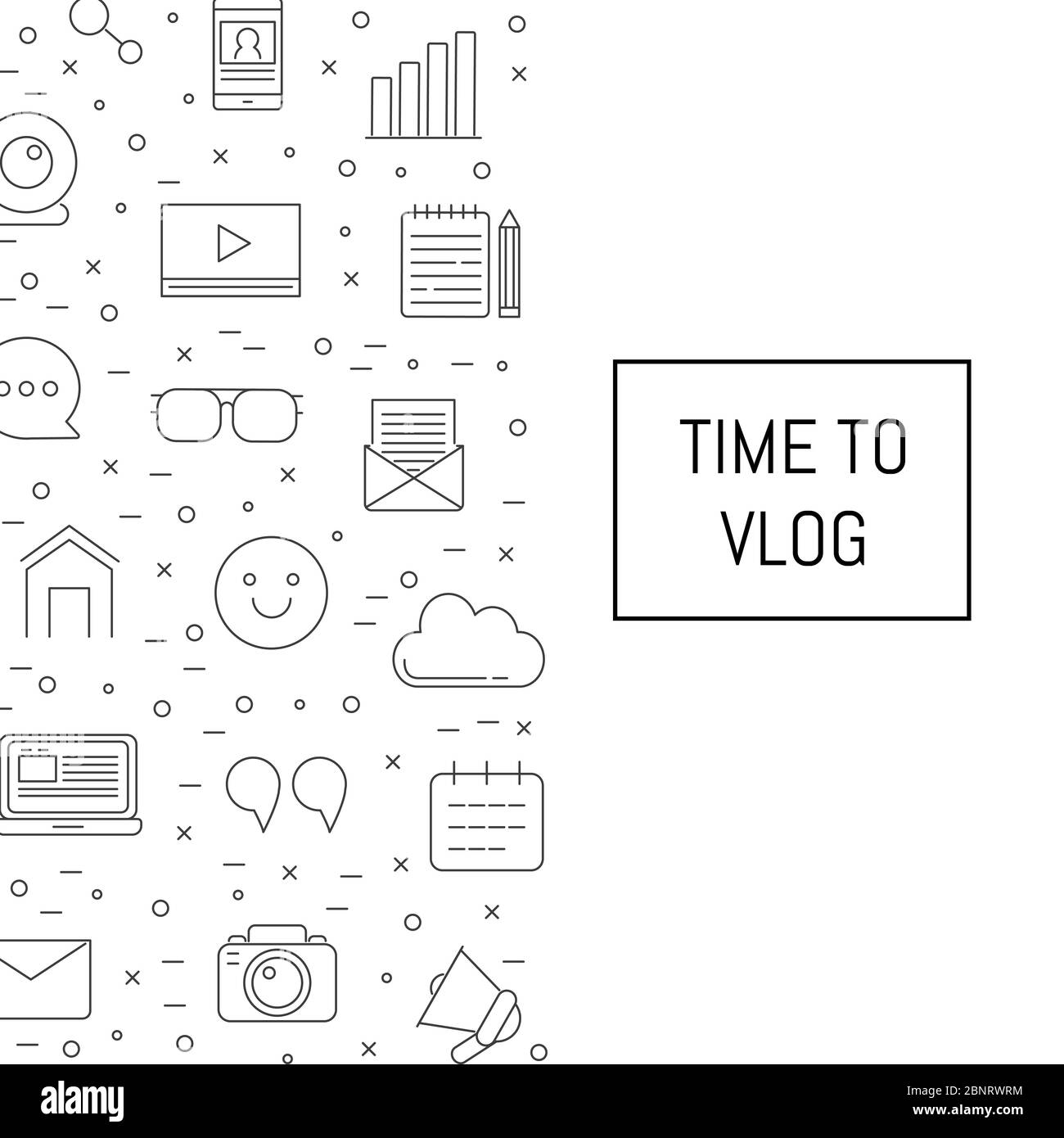Lignes vectorielles icônes blog arrière-plan avec emplacement pour l'illustration de texte Illustration de Vecteur
