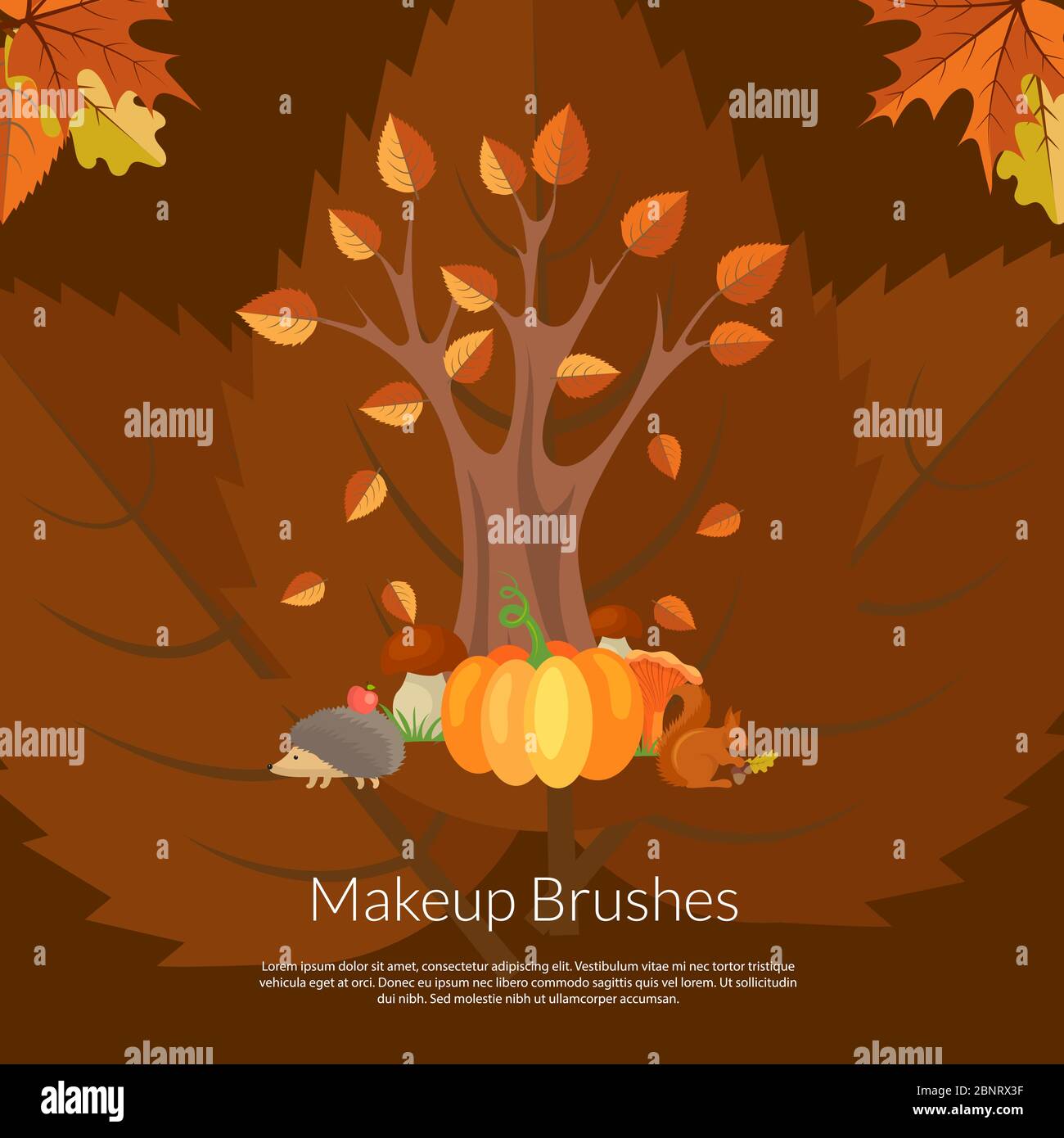 Vecteur de dessin animé d'automne éléments et laisse l'arrière-plan avec place pour l'illustration de texte Illustration de Vecteur