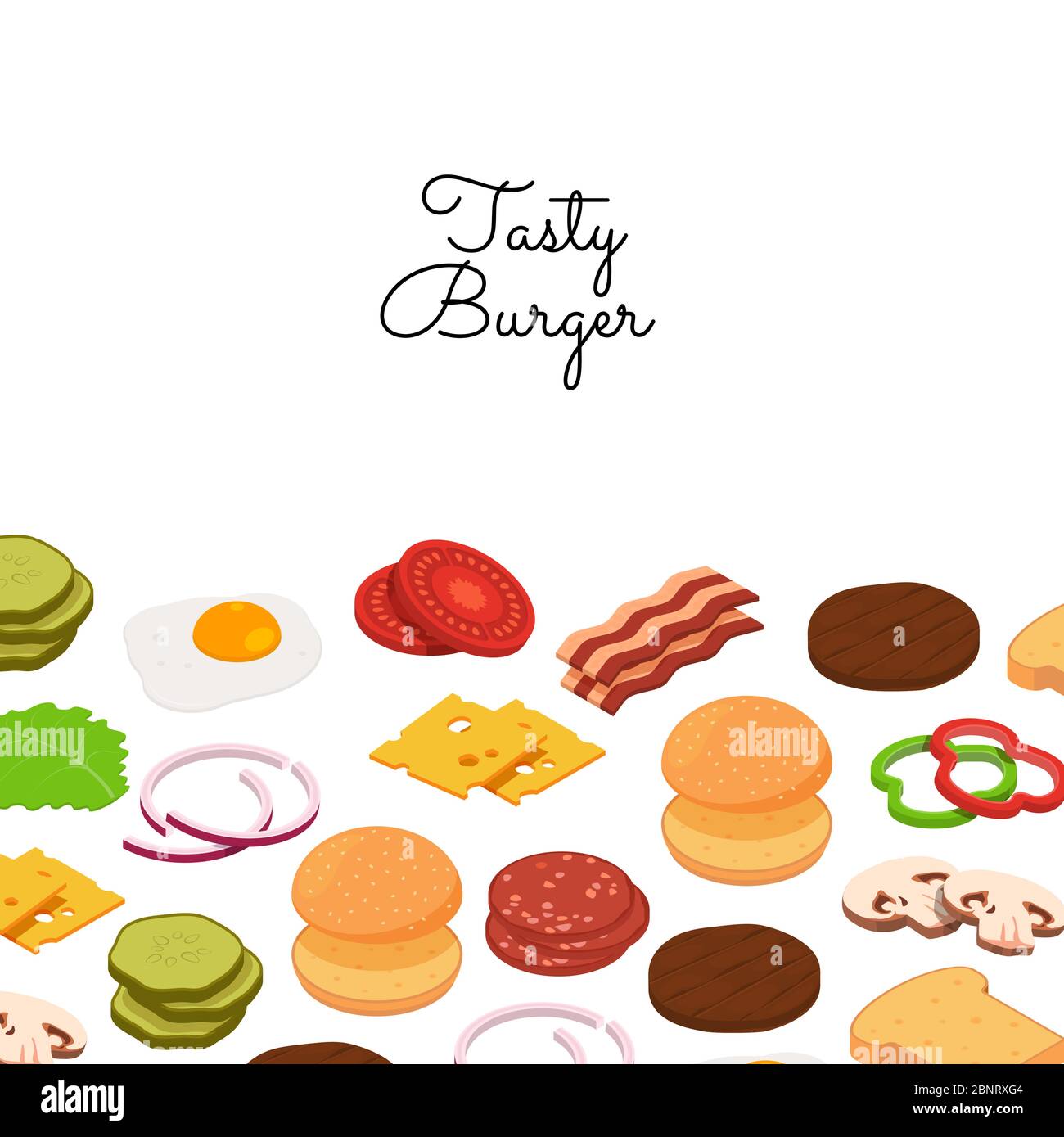 Fond d'ingrédients de hamburger vectoriels avec emplacement pour l'illustration de texte Illustration de Vecteur