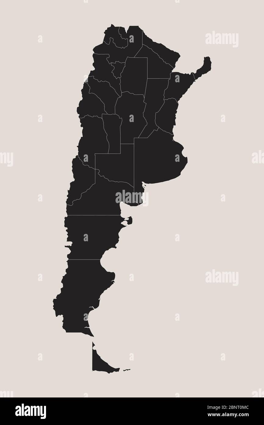 Carte des provinces de l'Argentine. Fond noir, café blanc. Idéal pour les concepts d'entreprise, les arrière-plans, le fond, l'affiche, l'autocollant, la bannière, l'étiquette et le mur Illustration de Vecteur