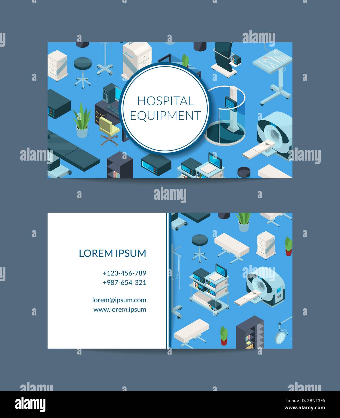 Carte de visite des icônes isométriques vectorielles de l'hôpital Illustration de Vecteur