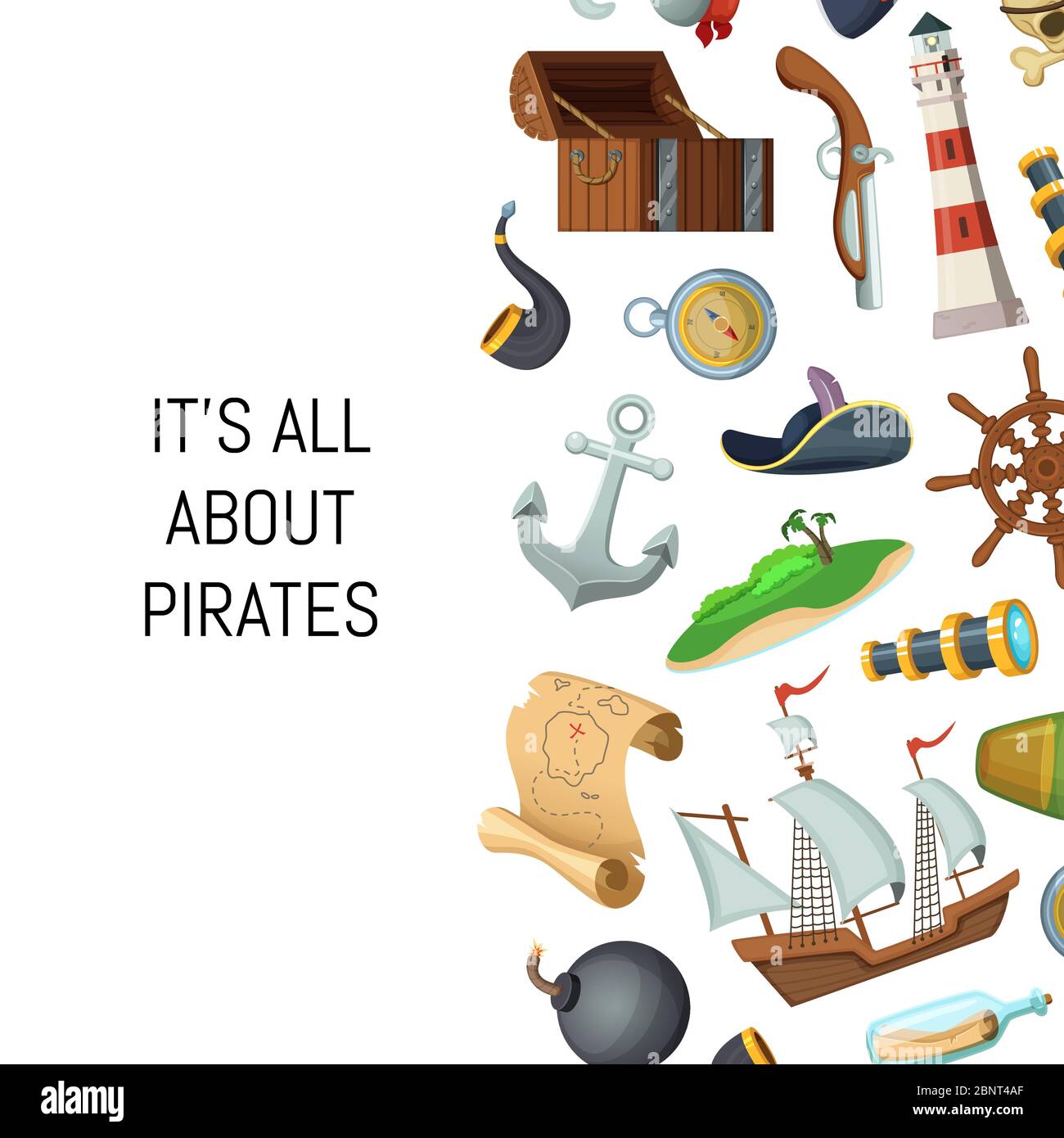 Vector caricature mer pirates arrière-plan avec place pour l'illustration de texte Illustration de Vecteur